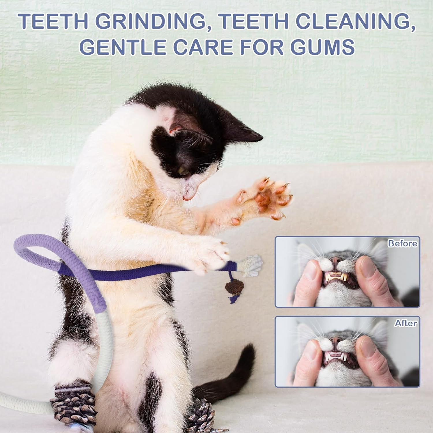 2Pcs Catnip Toys, Cat Rope Chew Toys, 70Cm Bite-Resistant Sisal Rope Cat Toy for Indoor Kitten, Teeth Cleaning Chew Toys for Pet Goods Interactive Bite-Proof Supplies for All Breeds