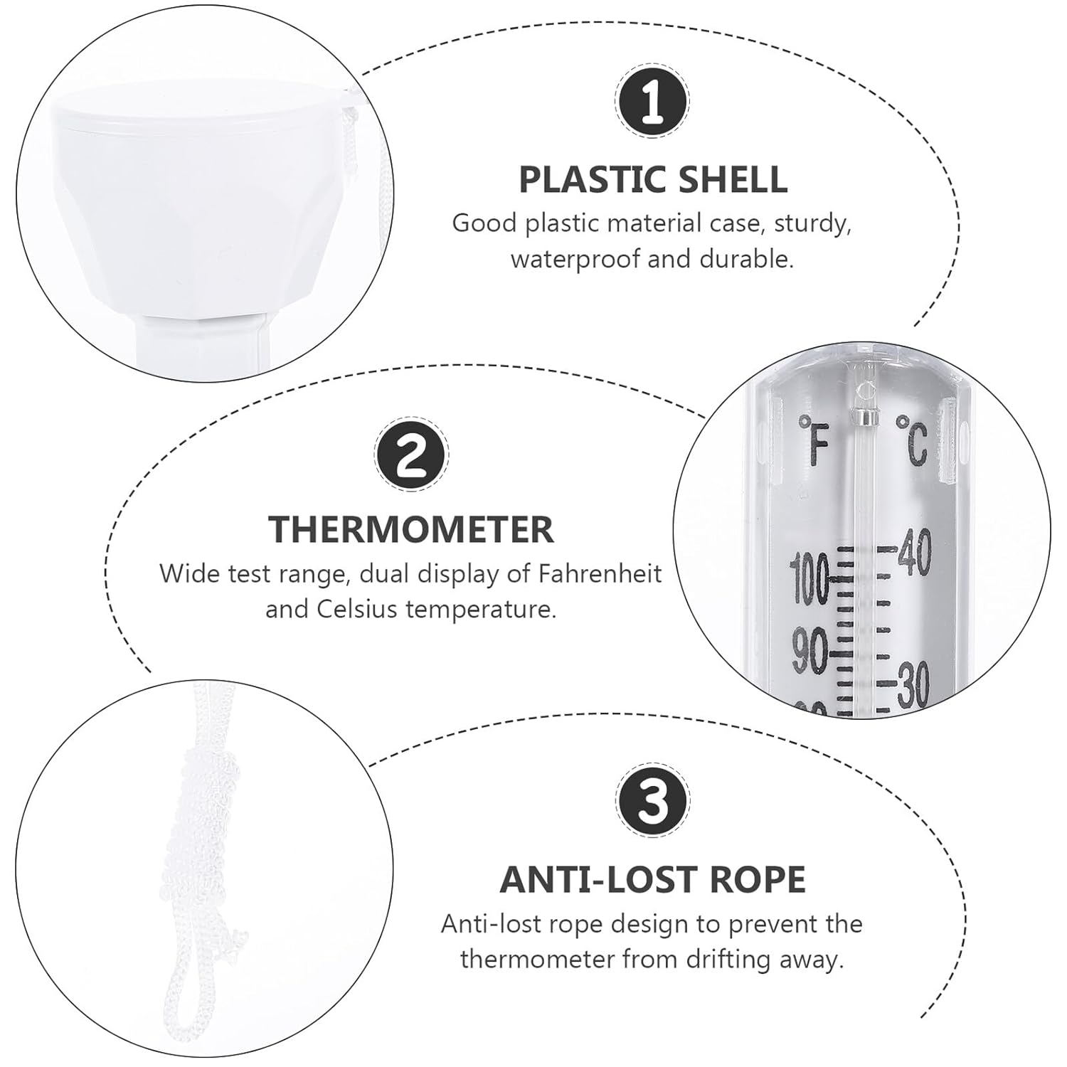 Floating Pool Thermometer Compact Water Temperature Measuring Tool for Swimming Pools Spas Fishponds Bath Tubs with Safe Smooth Design and Wide Range