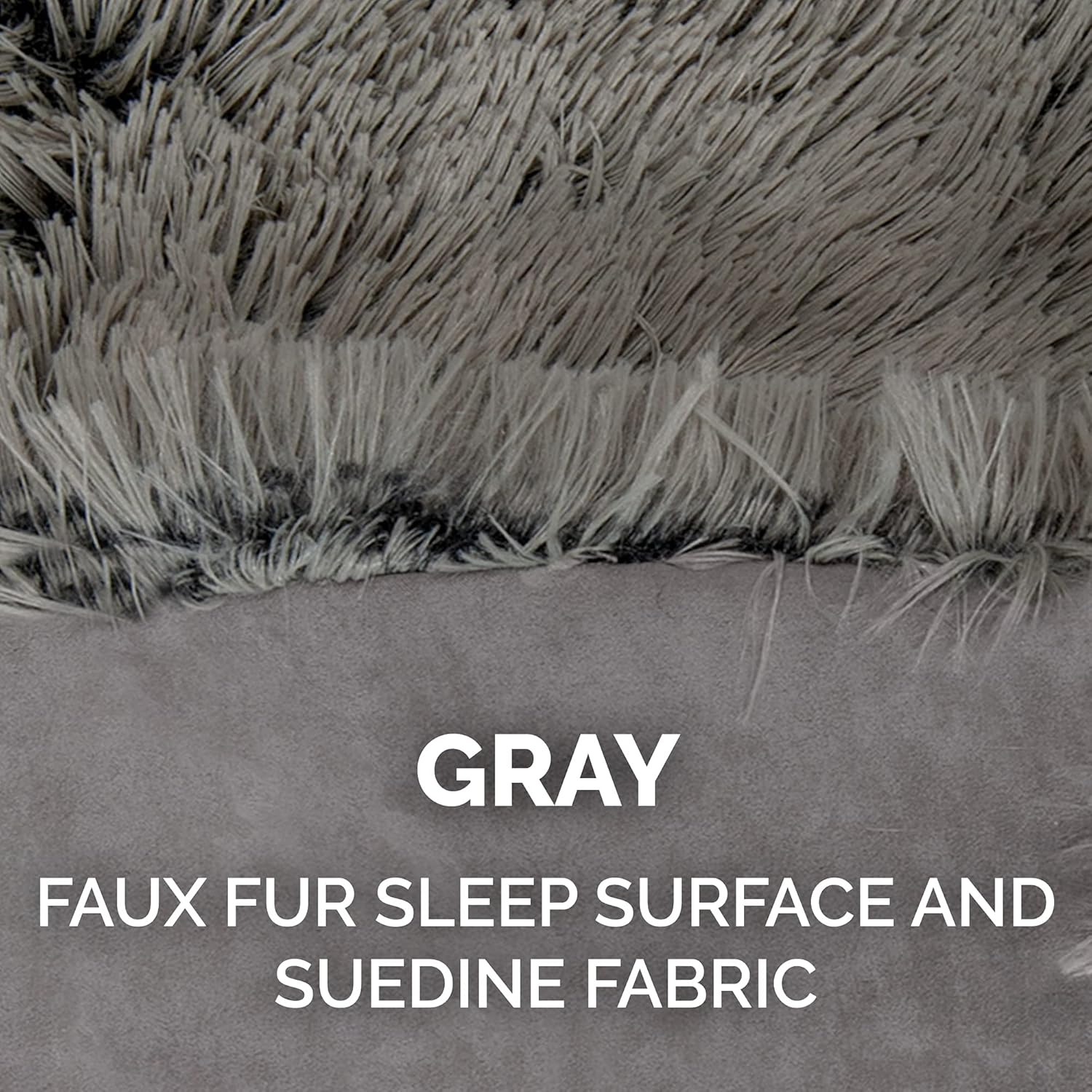 Furhaven Small Cat Bed Self-Warming Long Faux Fur & Suede Convertible Cuddler, Washable - Gray, Small image number 1