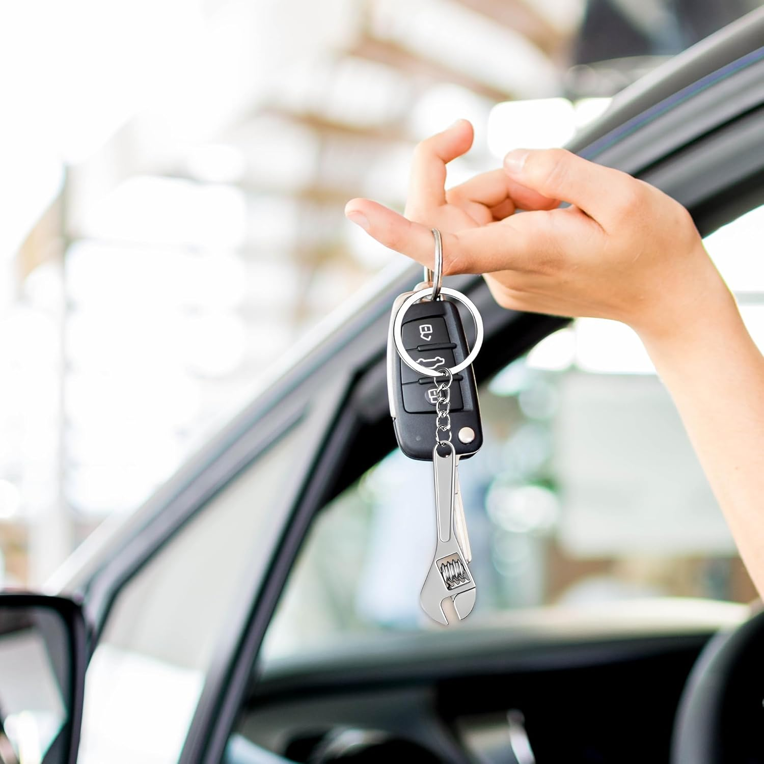 Mini Turbocharger Keychains - 6Pcs Durable Metal Car Keychains with O-Ring Tool, Compact & Portable Keychain Accessories for Car Fans, Silver Racing Car Keyring Gift