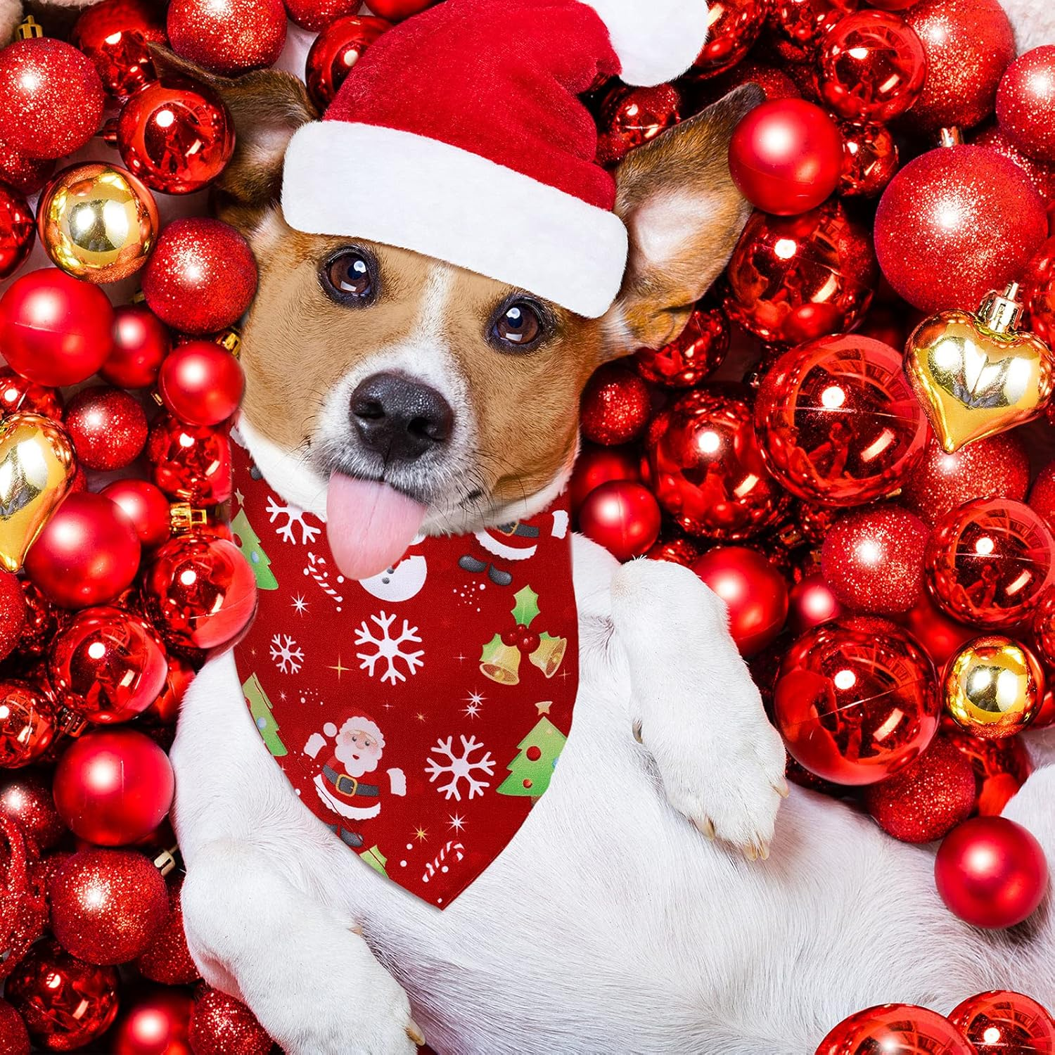 Weewooday 20 Pieces Christmas Dog Bandanas for Dogs Santa Claus Christmas Tree Triangle Pet Bib Adjustable Pet Bandana Soft Doggy Kerchief Accessories for Pet Costume Accessories Decor image number 3