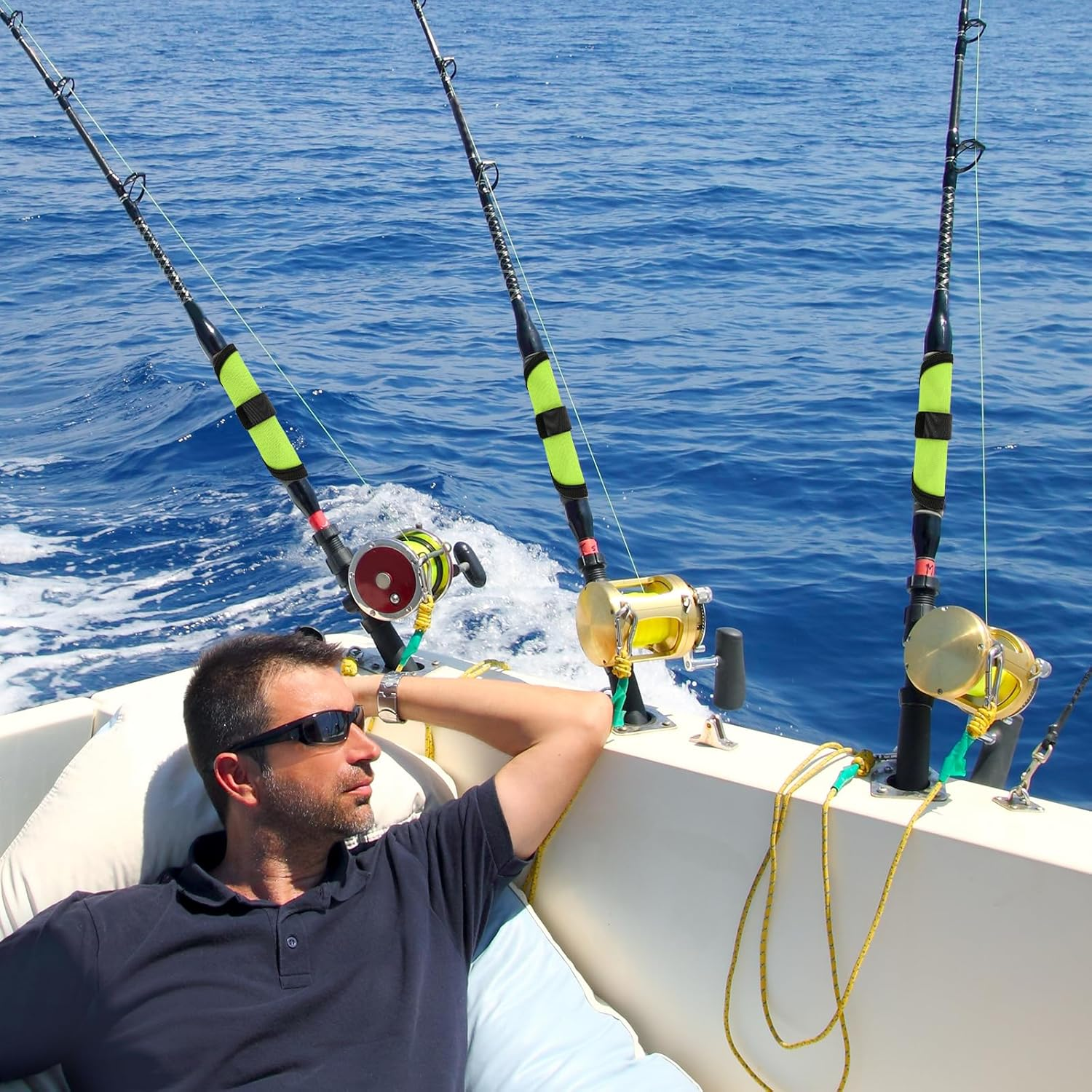 6Pcs Lure Wrap, 5.9 Inch Fishing Lure Covers Bait Gloves Fish Hook Storage Protectors Pole Sleeve Guard to Keep Fishermen Fishing Safe for Fishing Rod (Green) image number 2