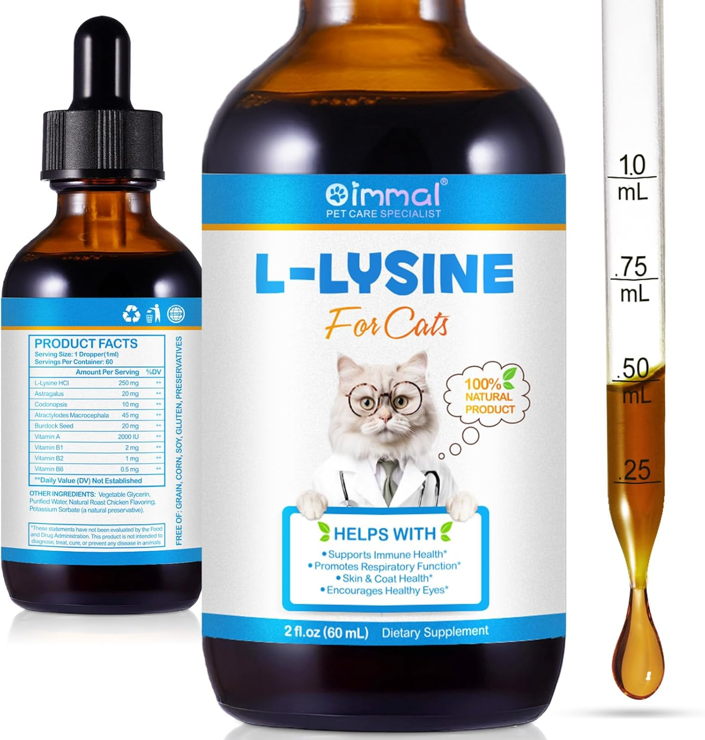 L-Lysine Supplement for Cats 60Ml | Daily Feline Wellbeing Support | Helps Maintain Normal Eye Moisture, Respiratory Comfort & Immune Health | Easy-To-Give Liquid Formula | Roast Chicken Flavour image number 4