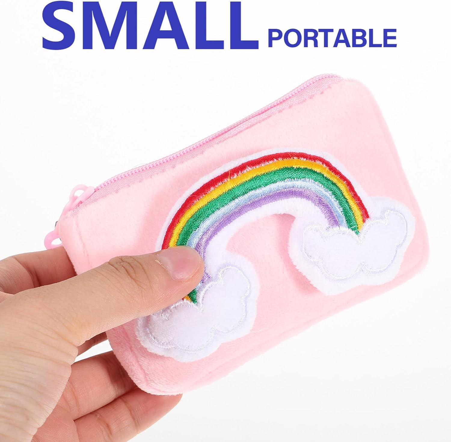 GALPADA Rainbow Purse Keychain for Girls Cute Plush Change Pouch Pendant Storage Bag for Keys and for School and Everyday Use