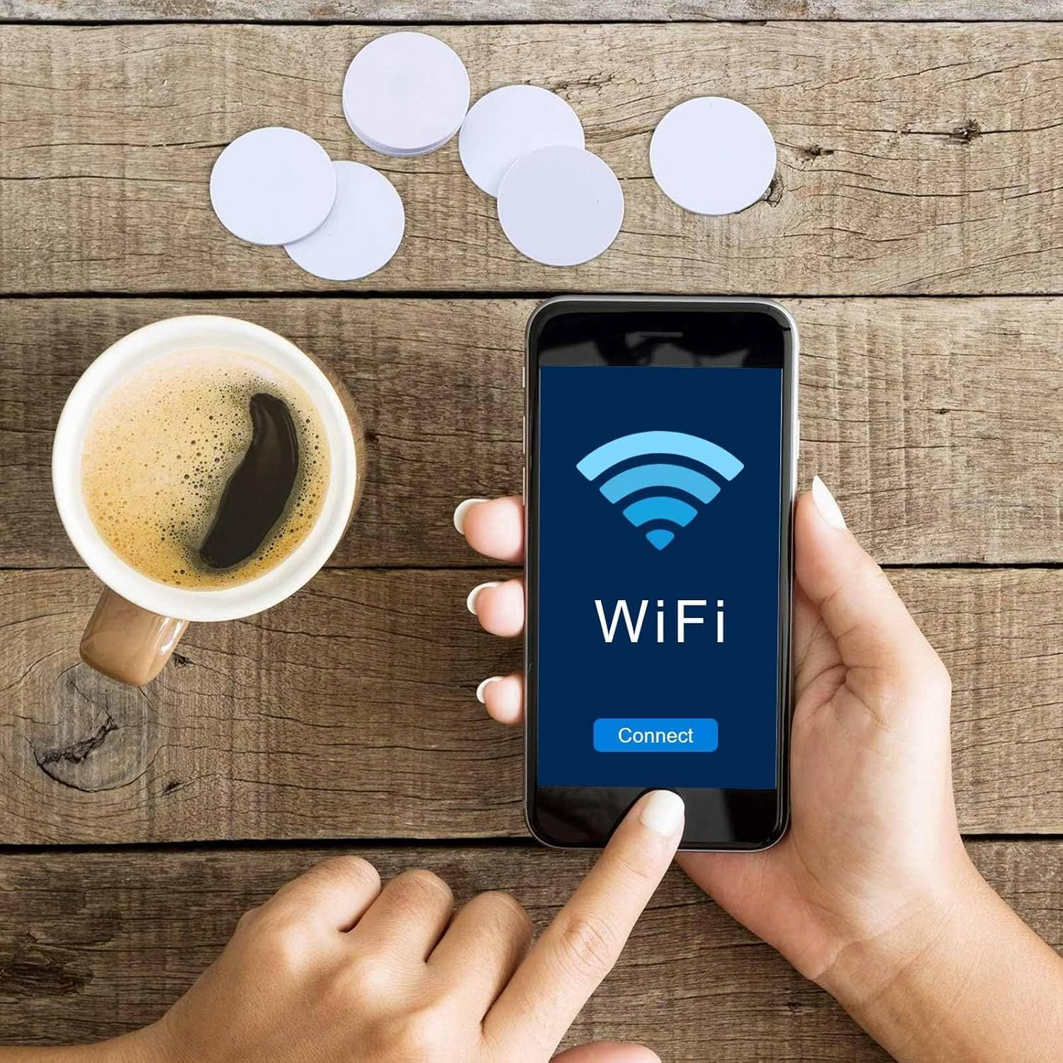 50 Pcs NFC Stickers Tags, NFC Cards with Adhesive Back, 25Mm round Rewritable NFC Cards, 504 Bytes Memory Compatible Tagmo NFC Enabled Mobile Phones image number 3