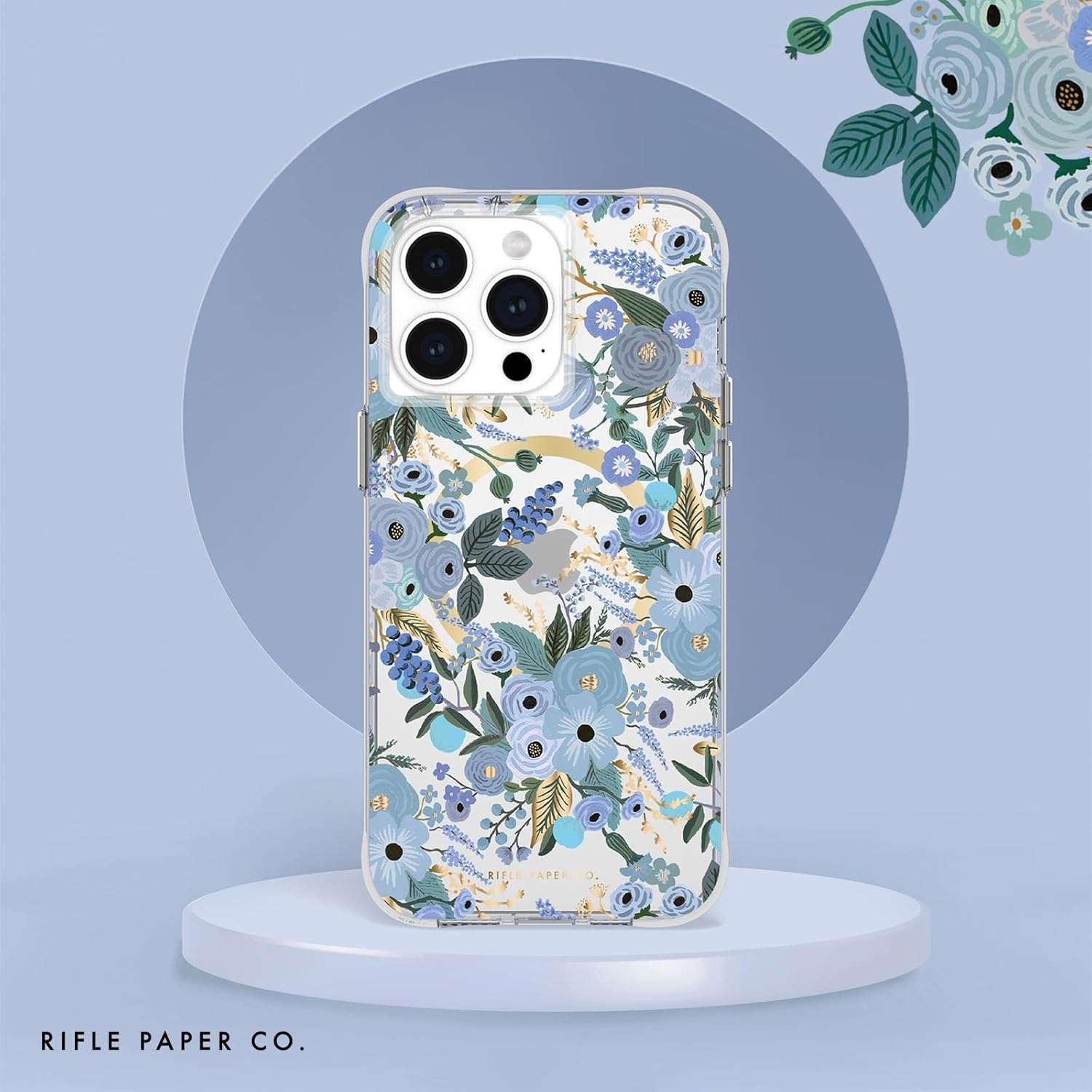 Rifle Paper Co. Iphone 15 Pro Max Case [Compatible with Magsafe] [12Ft Drop Protection] Cute Iphone Case 6.7" with Floral Pattern, Anti-Scratch Tech, Shockproof Material, Slim Fit - Garden Party Blue image number 2