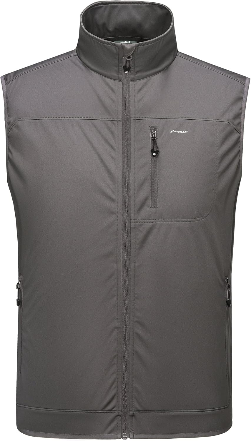 Willit Men'S Golf Vest Lightweight Softshell Vest Outerwear Sleeveless Jacket for Hiking Runing Causal