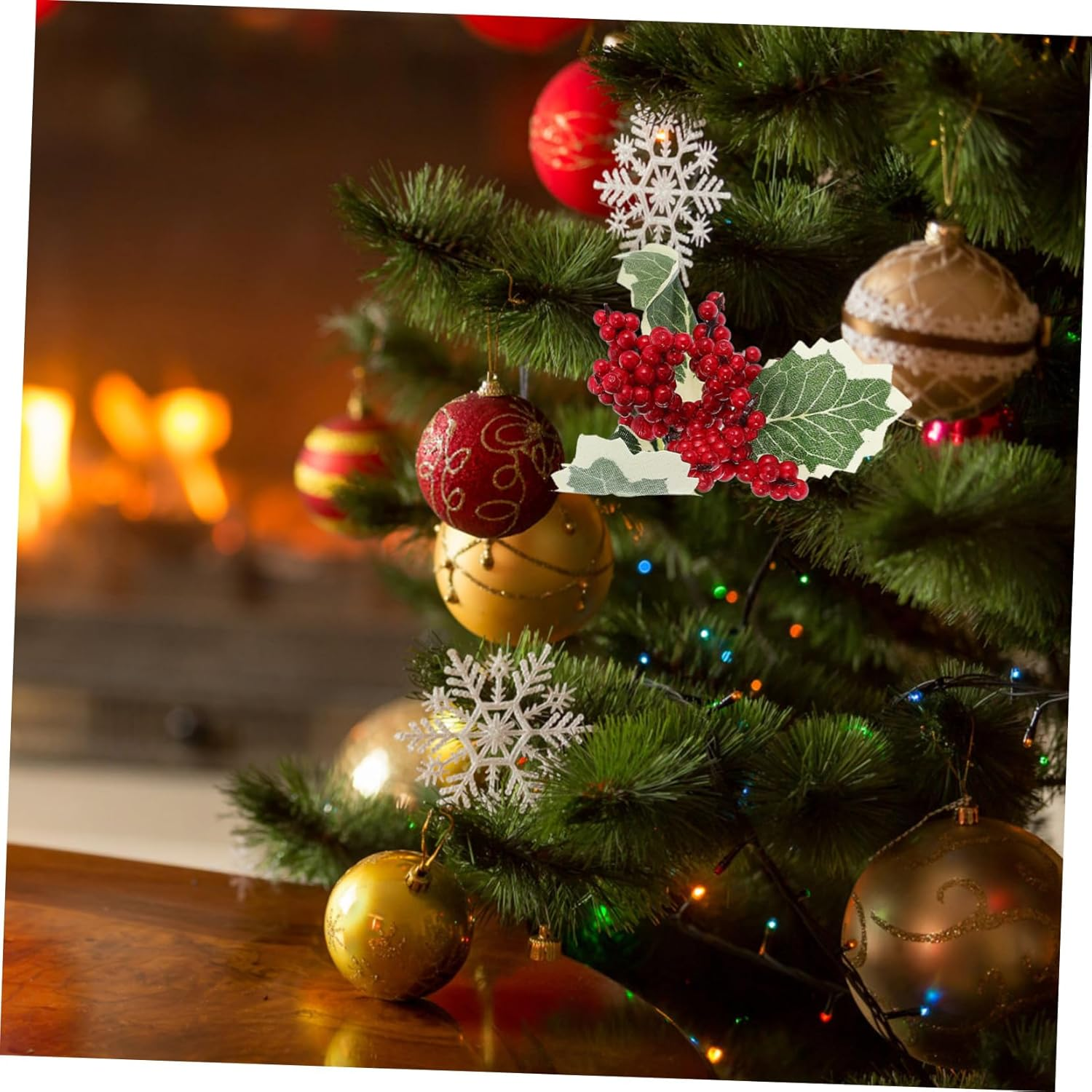 6Pcs Artificial Christmas Berry Decor Fake Berry Xmas Plant Decor for Christmas Tree Window Wall Decoration image number 4