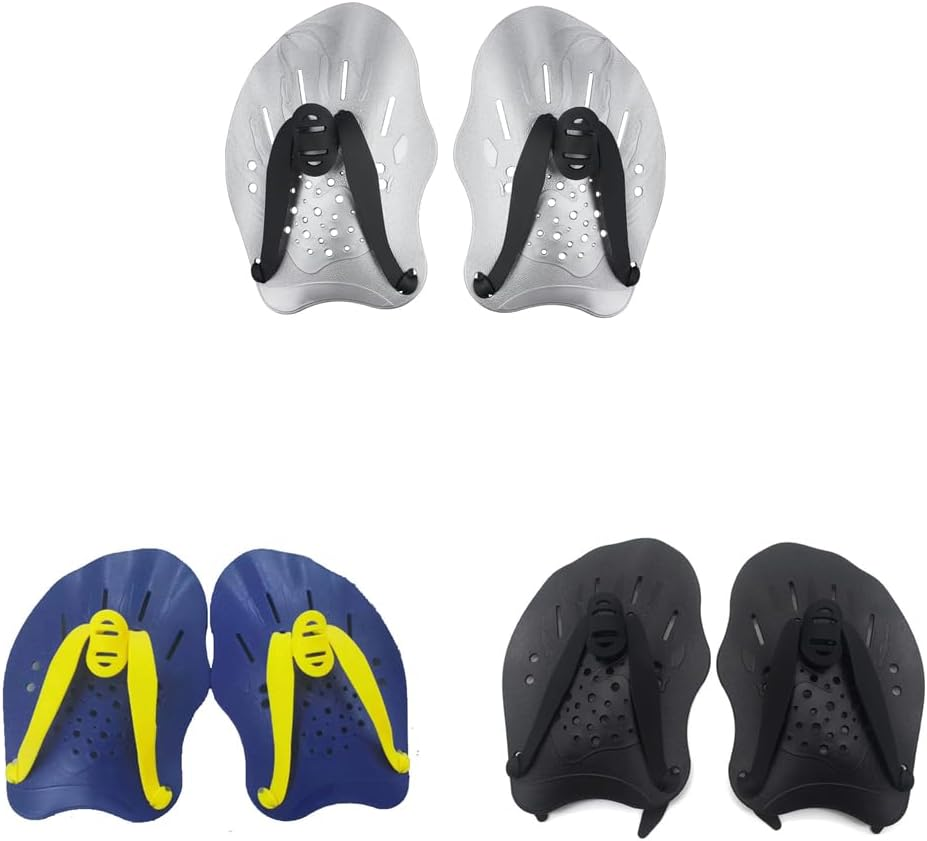 THJOPOKEEL Swim Paddles Hand, Swim Paddles for Lap Swimming - Swim Hand Paddles with Adjustable Straps, Swimming Equipment for Women Men Children (1 Pair)