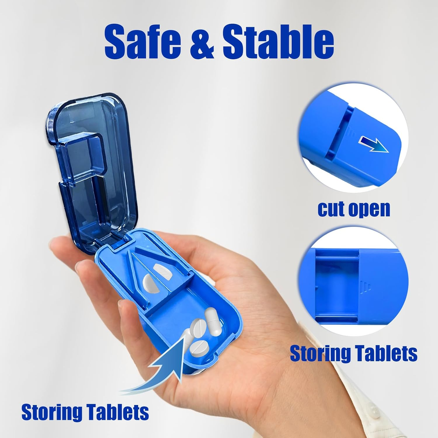 Pill Splitter, Portable Pill Box with Splitter for Cutting Small Pills or Large Pills (7.9 X 4.3 X 2.3Cm) image number 1