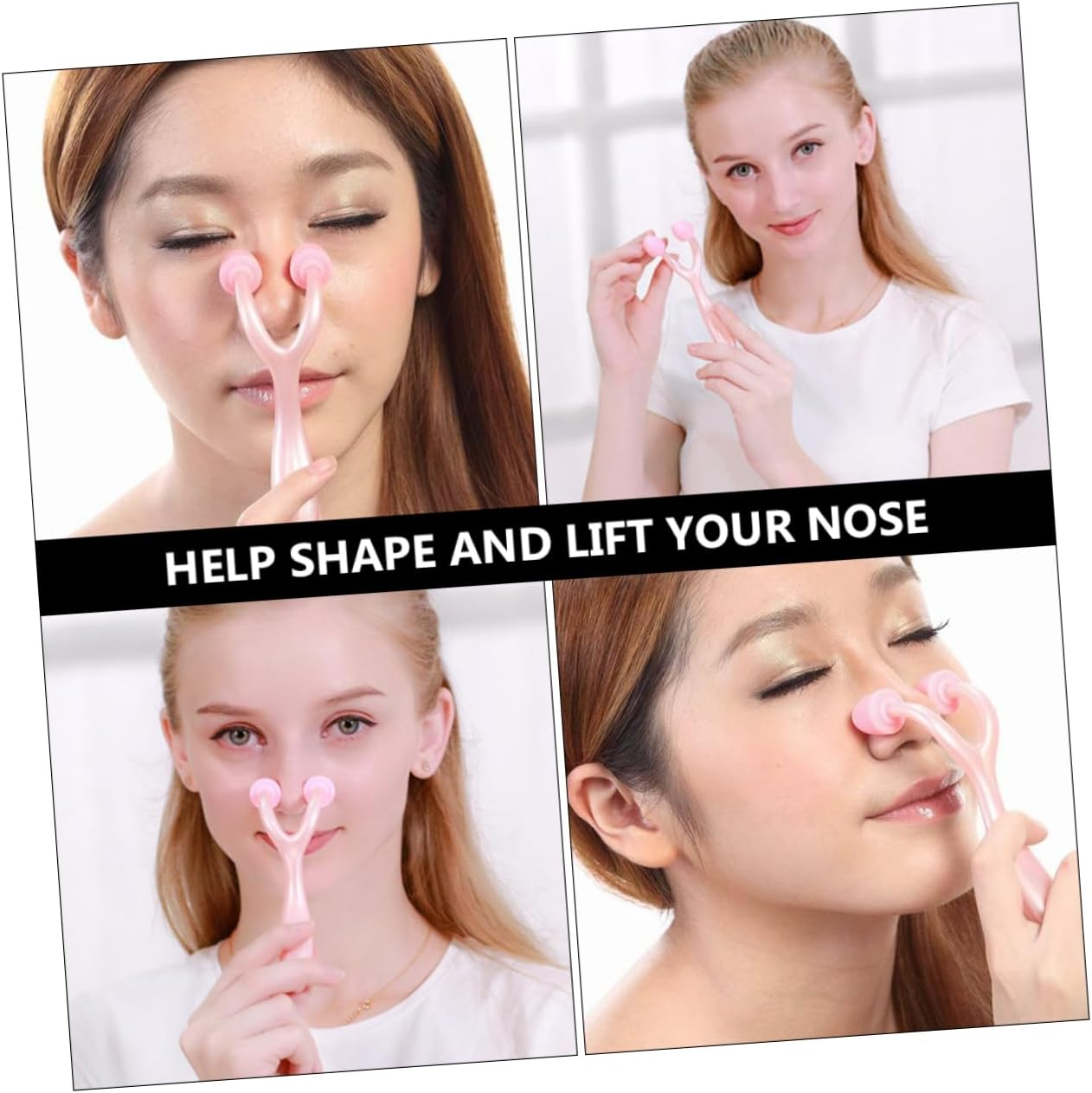 MERRYHAPY Nose Massager Roller 2Pcs Facial Beauty Tool Pink Nose Roller and Bridge Correction Suitable for Women Daily Skin Care Use image number 6