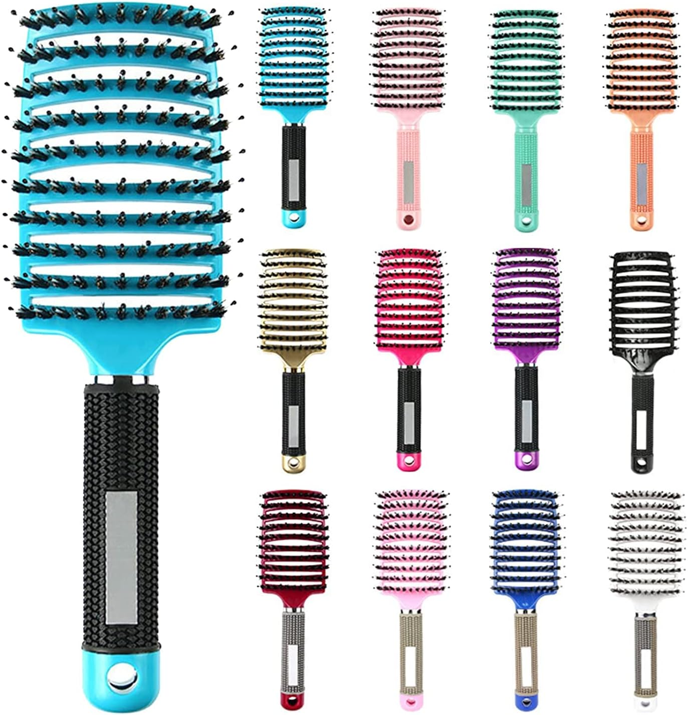 My Sensory Space Detangling Hairbrush, Magical Brush Detangler, Detangler Bristle Nylon Hairbrush, Curved and Vented Detangling Hair Brush (Color : Blue) image number 2