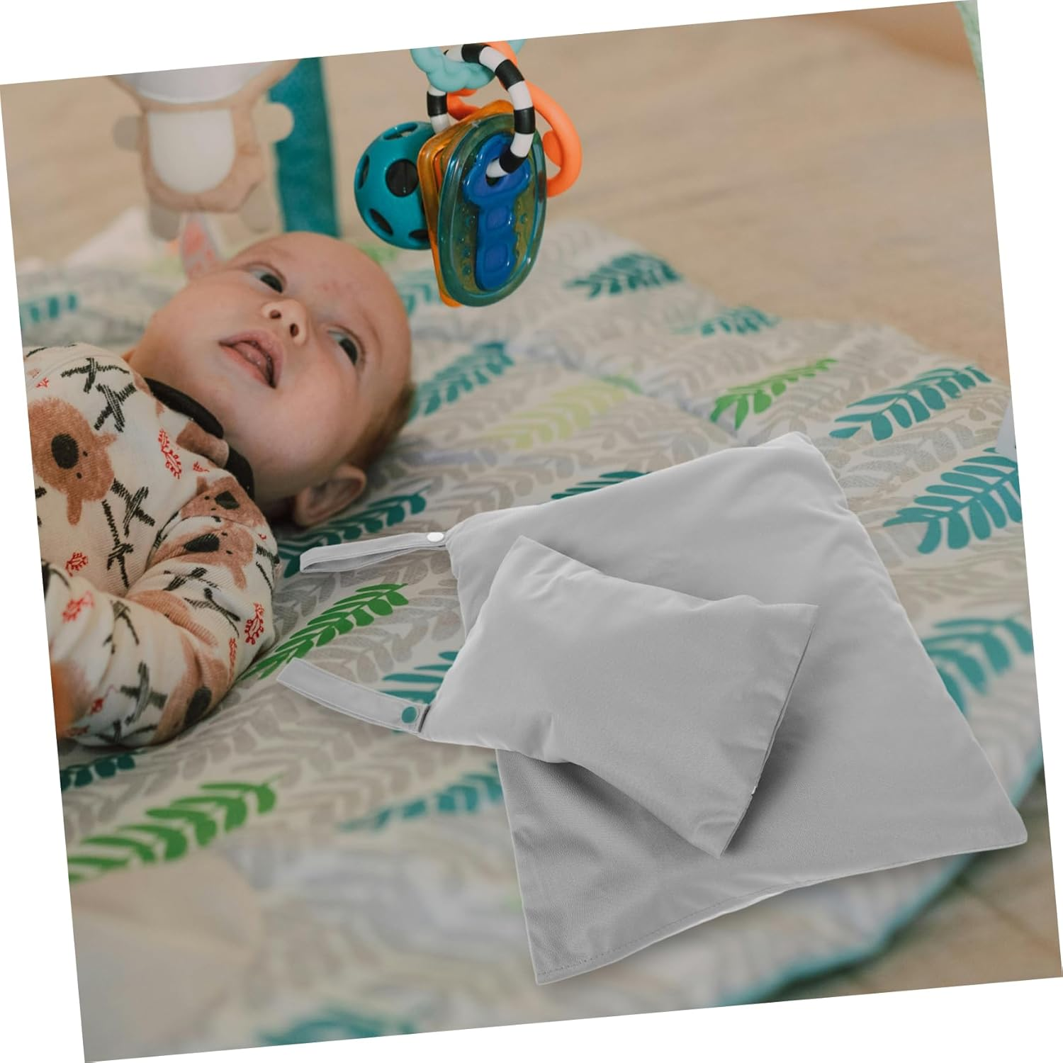 SHOWERORO 2Pcs Diaper Bag Cotton Storage Bag Reusable for Travel Beach Pool Straps image number 3