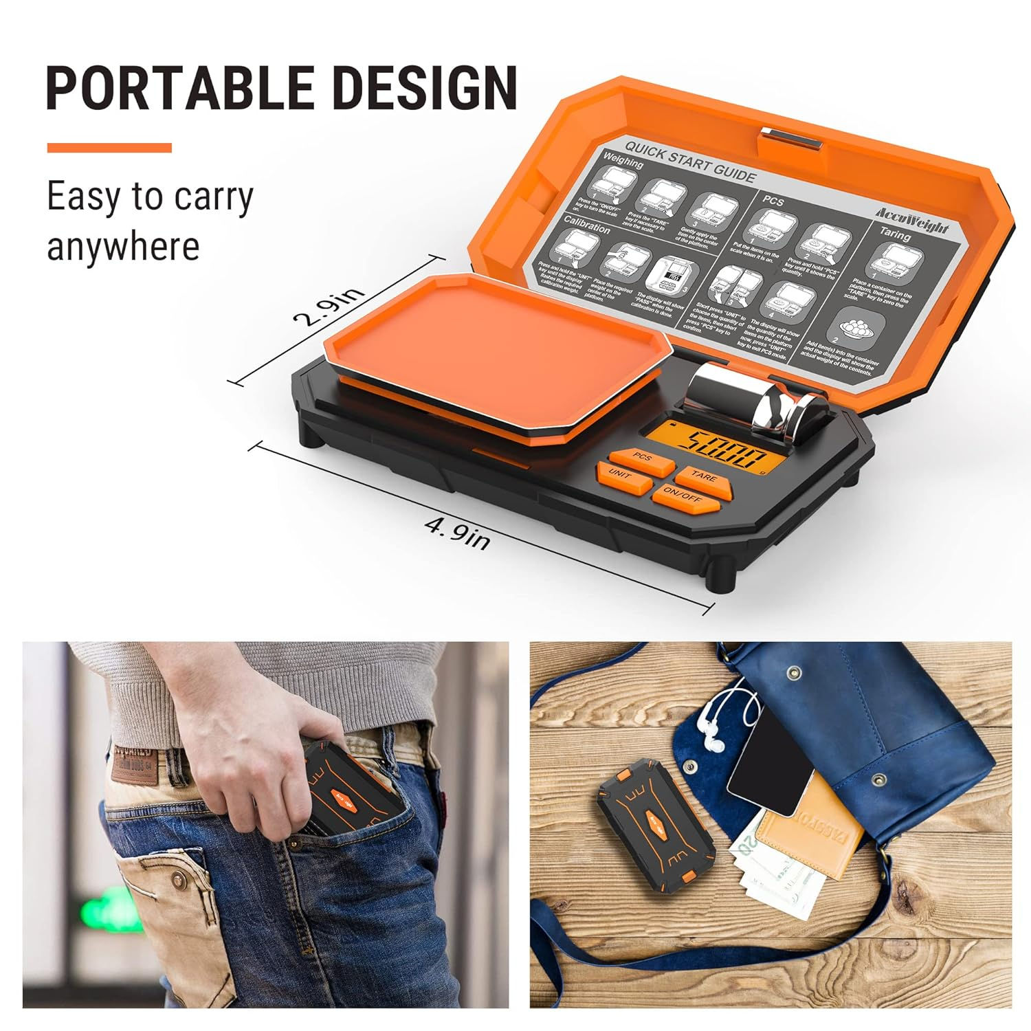 Accuweight 257 Digital Pocket Scale, 300Gx0.01G Precision Gram Scale for Food Ounces and Grams, Small Portable Jewelry Scale with Counting Function, Mini Coin Scale for Food and Coffee image number 1