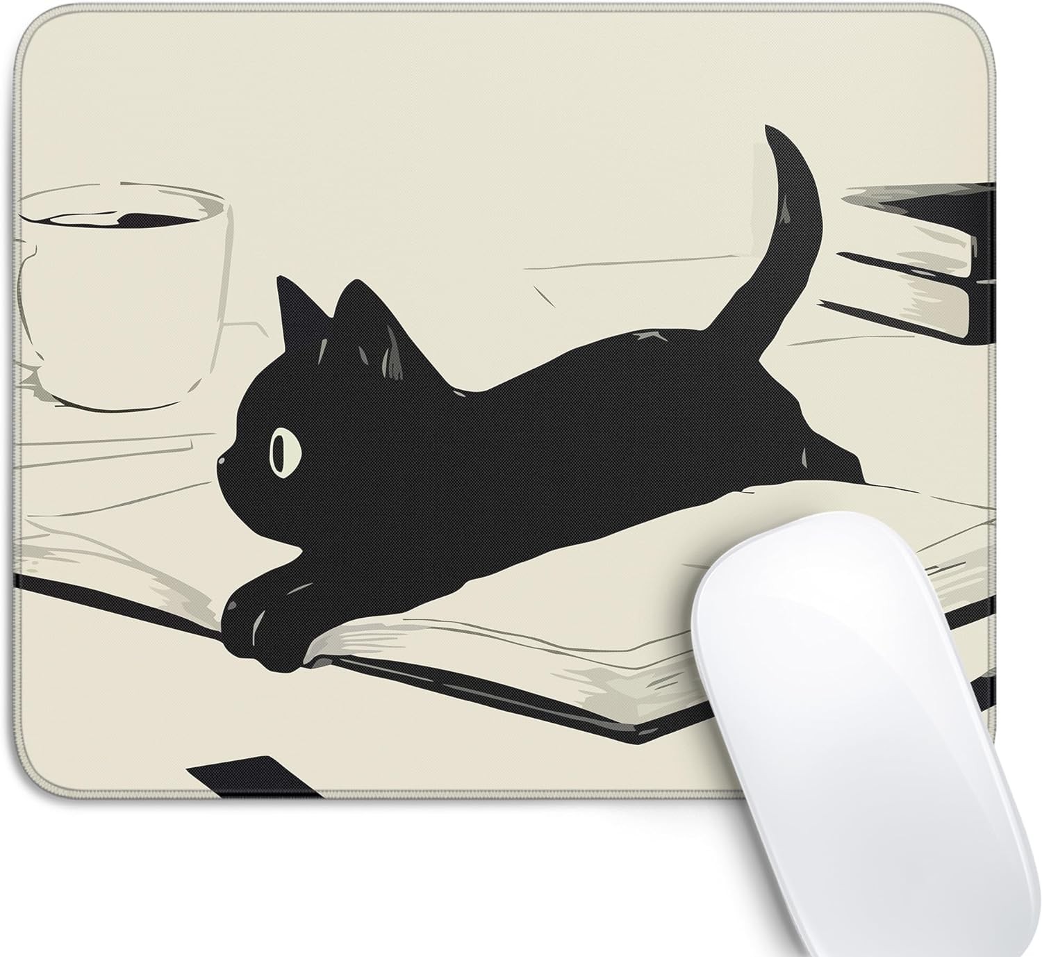 Cute Cat Square Mouse Pad,Aesthetic Anime Cat Mouse Pads for Wireless Mouse Desk Accessories,10"X8" Travel Mousepad with Non-Slip Rubber Base, Stitched Edge Mouse Pads for Desk,Computers,Laptop,Office