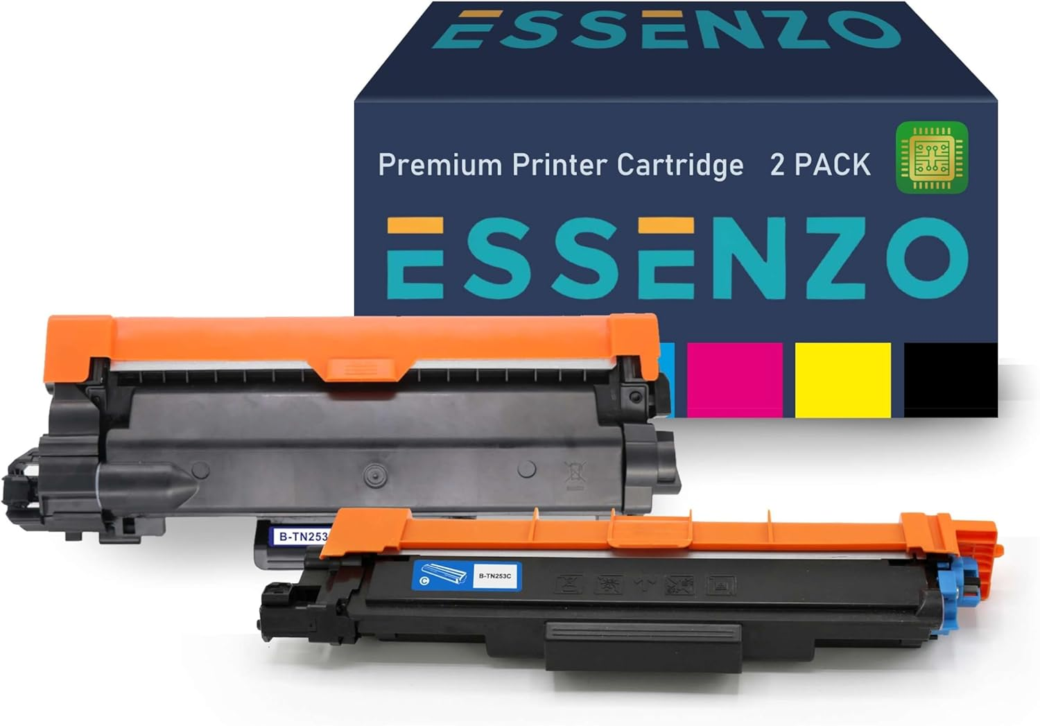 2- Pack TN253 TN-253 TN-253BK (2500 Pages) ESSENZO Compatible Toner Cartridge for Brother Printers DCP-L3510CDW HL-L3230CDW HL-L3270CDW MFC-L3745CDW MFC-L3750CDW MFC-L3770CDW