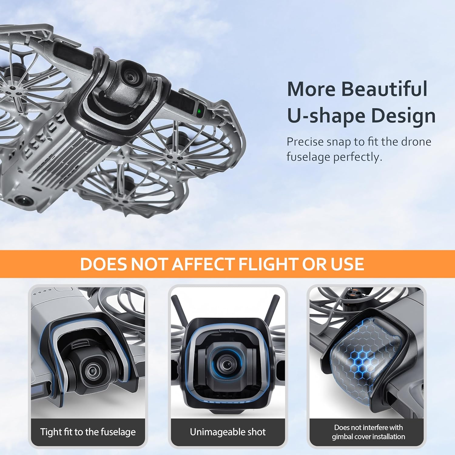 STARTRC Gimbal Bumper Guard for DJI Neo 2 Accessories, ABS Anti-Collision Gimbal Protection for DJI Neo 2 Drones - Orange image number 4