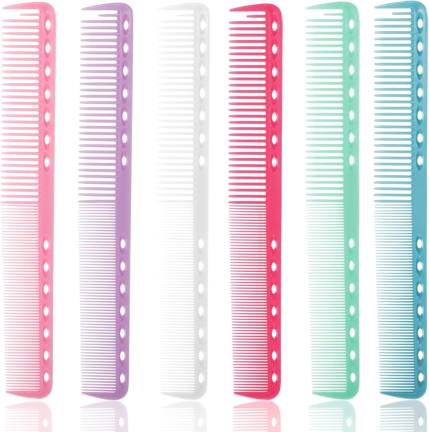 Pack of 6 Carbon Hair Cutting Combs, Colour, 2-In-1 Carbon Comb, Colourful, Carbon Styling Comb, Antistatic Hair Comb, Styling Combs for Men and Women, Thick, Thin, Curly, Straight Hair (Colour) image number 5