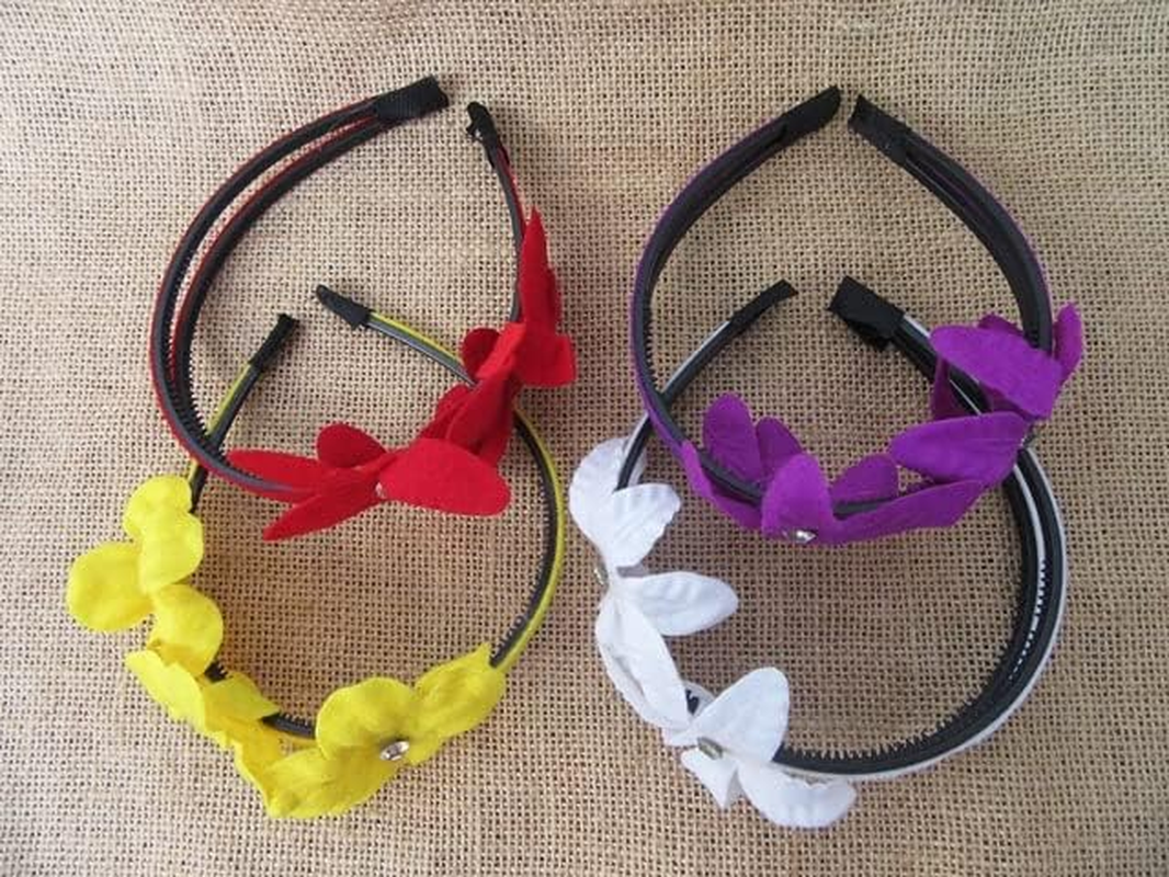 12Pcs Hair Band Headband with Flower Mixed Color 12Mm Wide