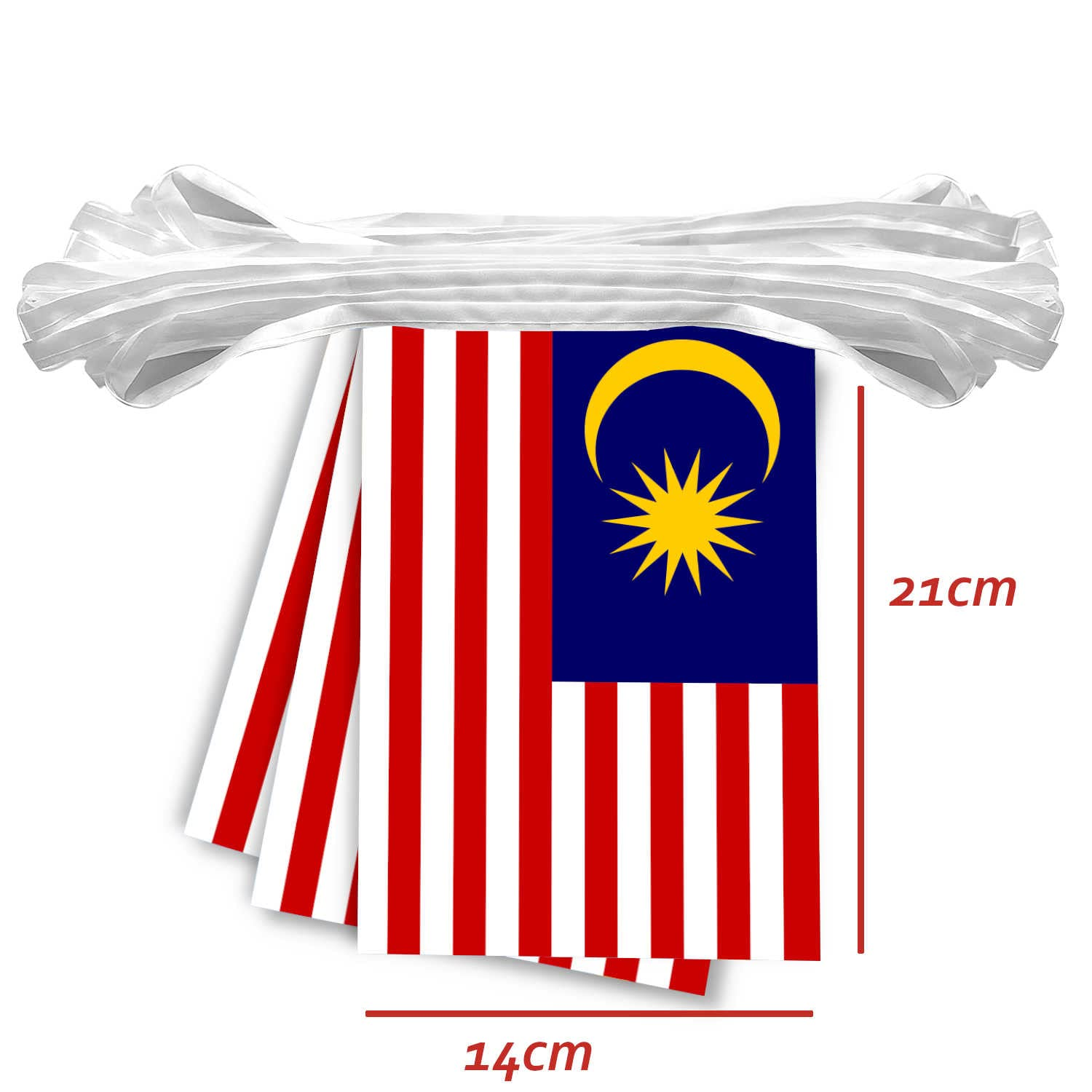 30 PCS Malaysia Flag, 33 FT Malaysian National Bunting,Decorgarden with Brass Gromment