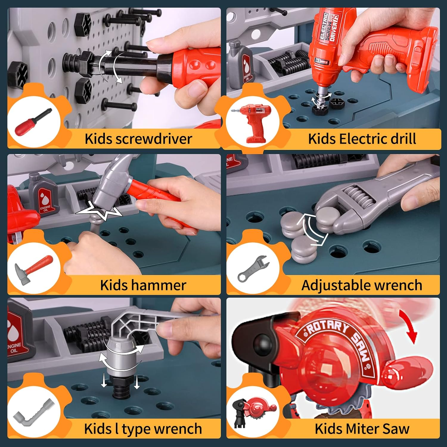 Deejoy Kids Tool Bench with Realistic Tools and Electric Drill, 79 Pcs Transformable Kids Tool Set with Clothes, Toddler Tool Bench Learning Boys & Girls Age 3-5 (Green) image number 2