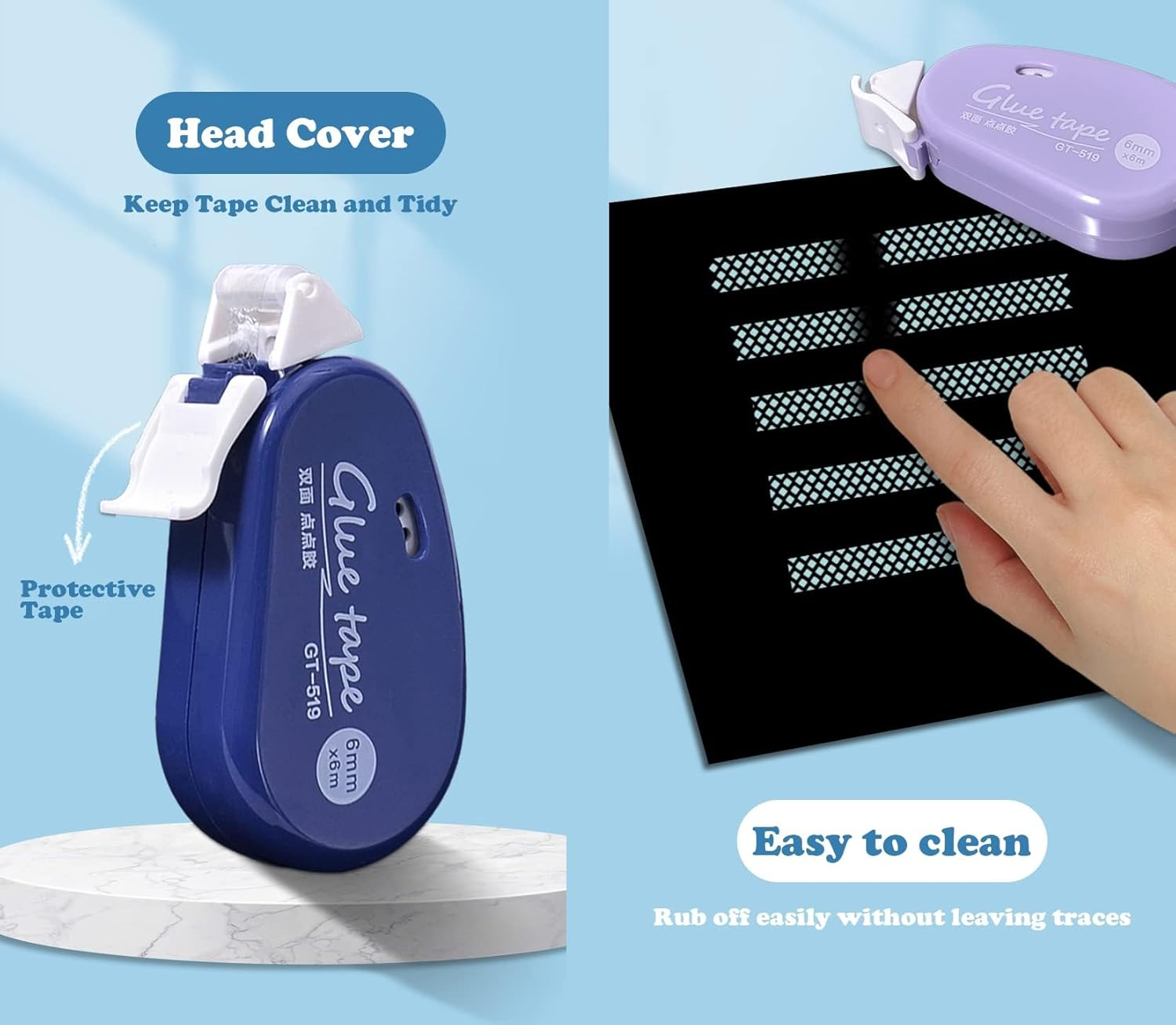 LEFAFA 4 Pack Double Sided Tape Roller, Scrapbook Journaling School Office Supplies Glue Tape Runner for Crafts, Gift Wrapping and Photo Tapes(6Mmx6M) (Classic) image number 1