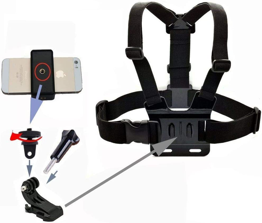 Adjustable Cellphone Selfie Chest Mount Harness Strap with Cell Phone Clip Holder for Iphone 16 15 14 13 12 11 Pro Max Xs XR Max X image number 3