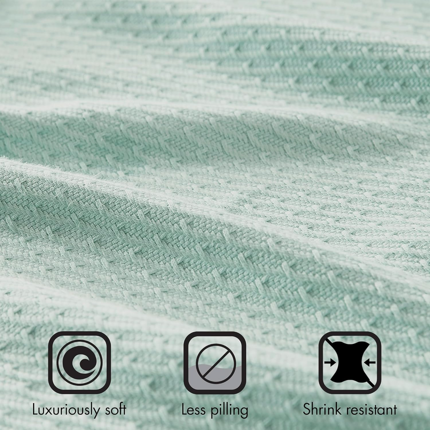 Madison Park Soft Certified 100% Egyptian Cotton Breathable Cozy Blanket, Premium Waffle Knit Classic Design, Luxury All Season Lightweight Cover for Bed, Couch and Sofa, Seafoam Twin(66"X90") image number 6