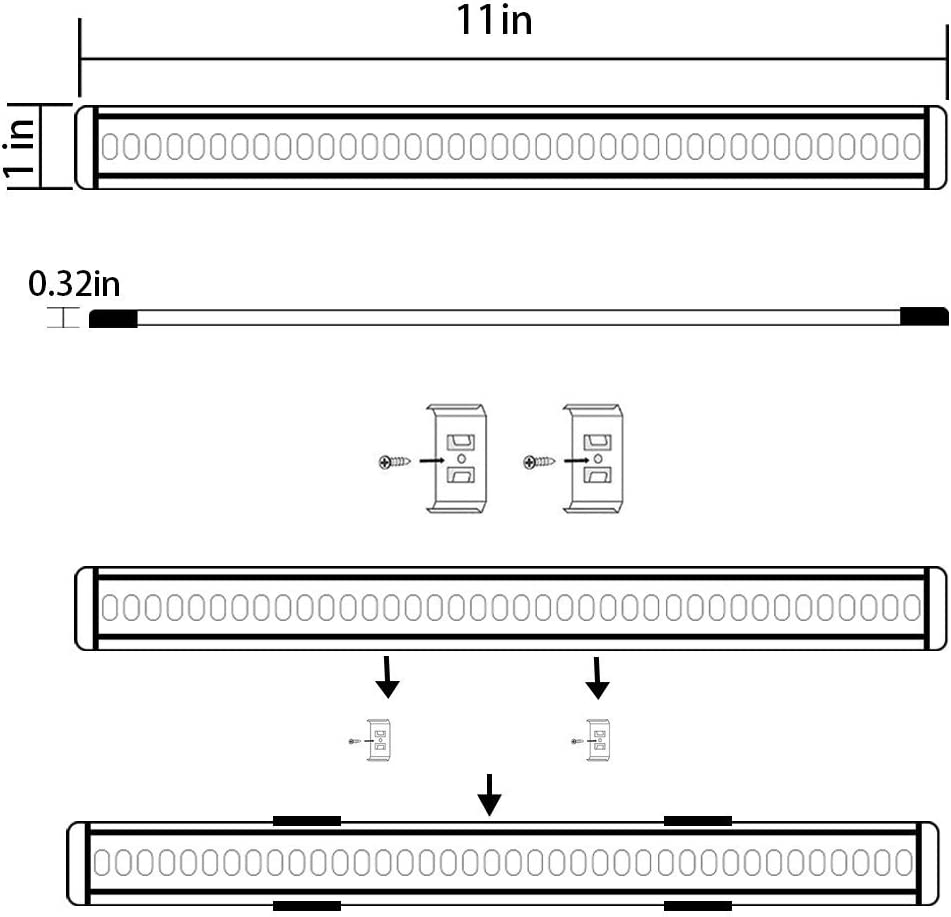 AIBOO Dimmable LED under Cabinet Lighting Bar, 12V under Counter LED Light Strip Linkable Kit with Rocker Switch Kitchen,Showcase,Worktop, Shelf Lighting(8 Panel Kits Warmwhite)