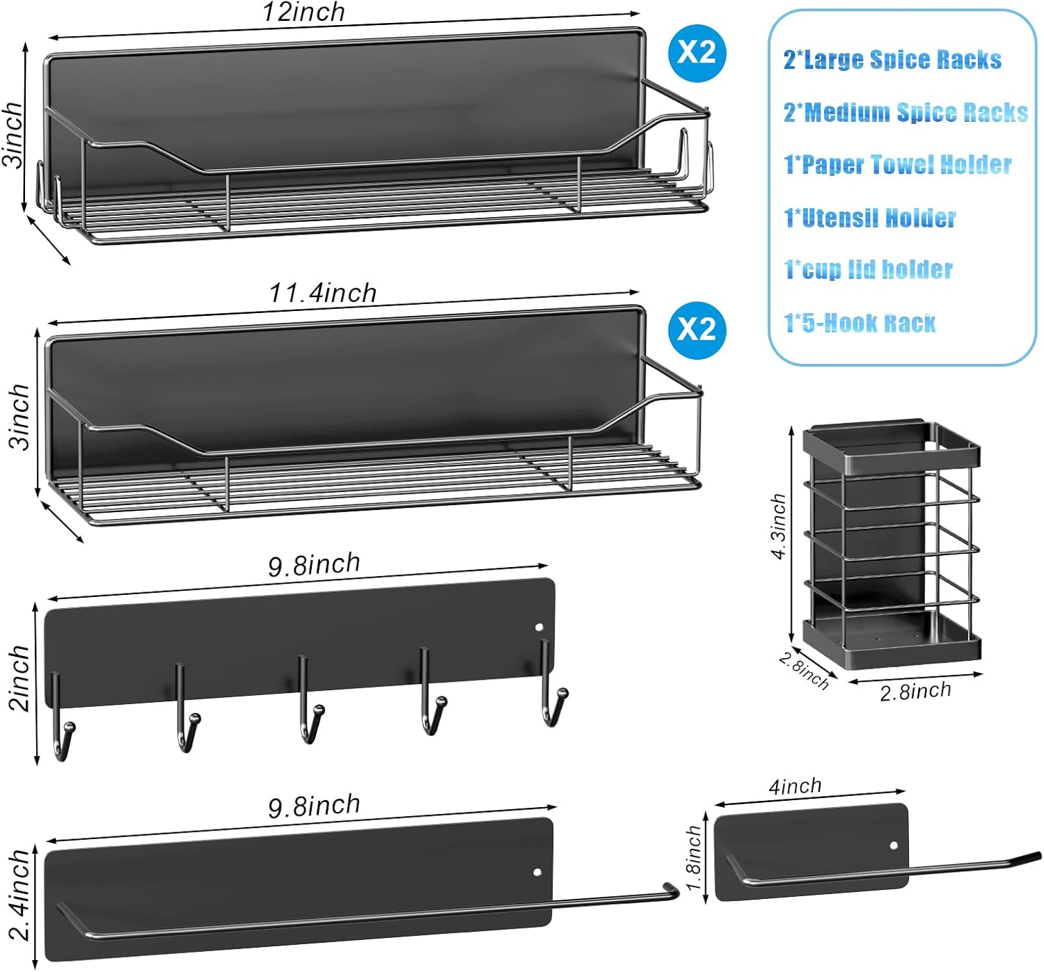 Magnetic Spice Rack, 100% Metal Strong Magnet Shelf for Refrigerator, Space Saving Spice Organizer, Home Kitchen Laundry Room Storage Organization W/Paper Towel Holder, Utensils Racks (8 Pack) image number 3