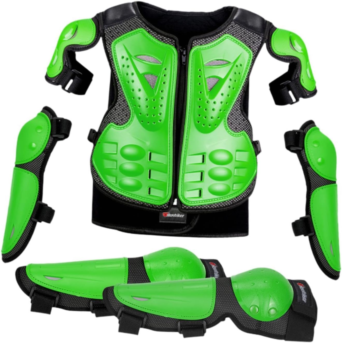 Qcchieus Kids Motorcycle Guard Suit Dirt Bike Gear Comfortable Chest Spine Back Protector with Elbow Knee Pads for Skateboard