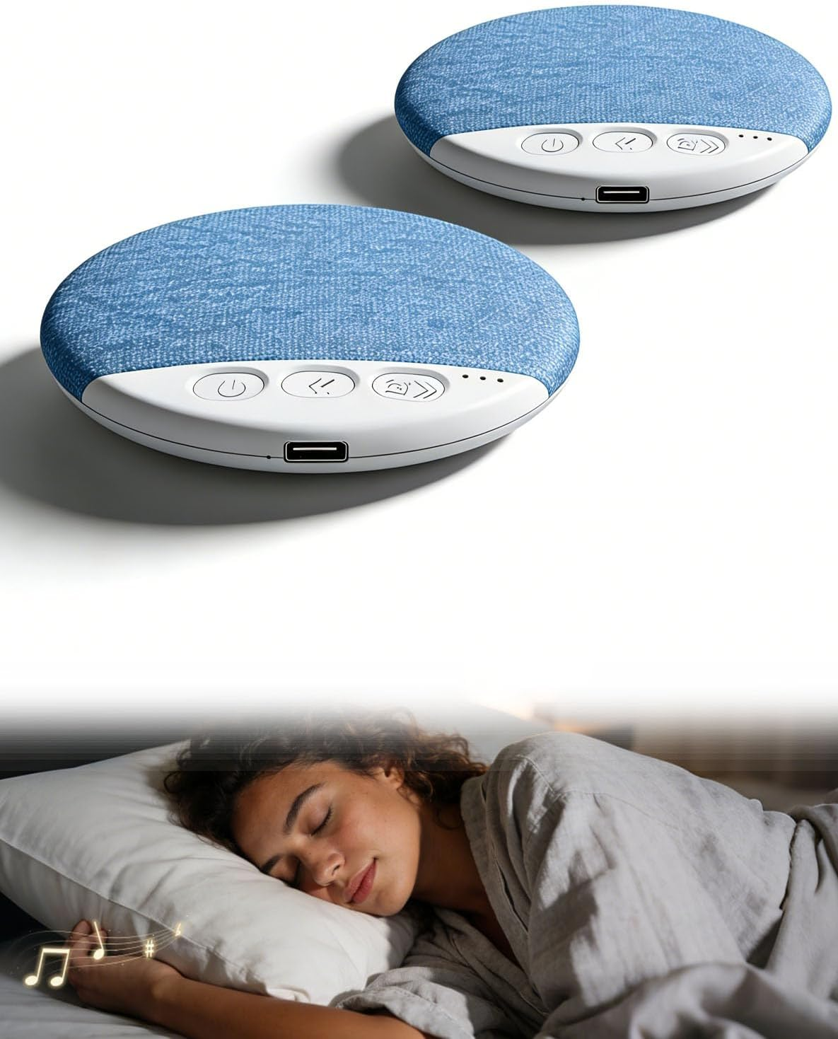 Pillow Speaker for Sleeping, Private Listening under Your Pillow, Pillows Speaker Bluetooth with White Noise, Sleep Sound Machine,Scheduled Shutdown,Bluetooth 5.4,Long Battery Life,12Mm Design (2PCS)