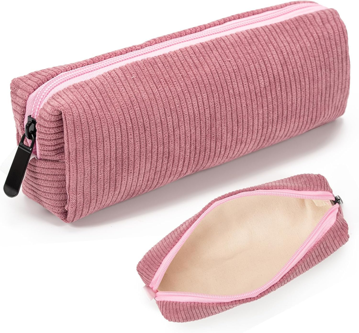 Pencil Case,Small Portable Corduroyfabric Pen Holder Storage Bag for Home School Office,Makeup Pouch Cosmetic Bag Office Stationery Organizer for Girls Boys Kids Adult (Pink) image number 5
