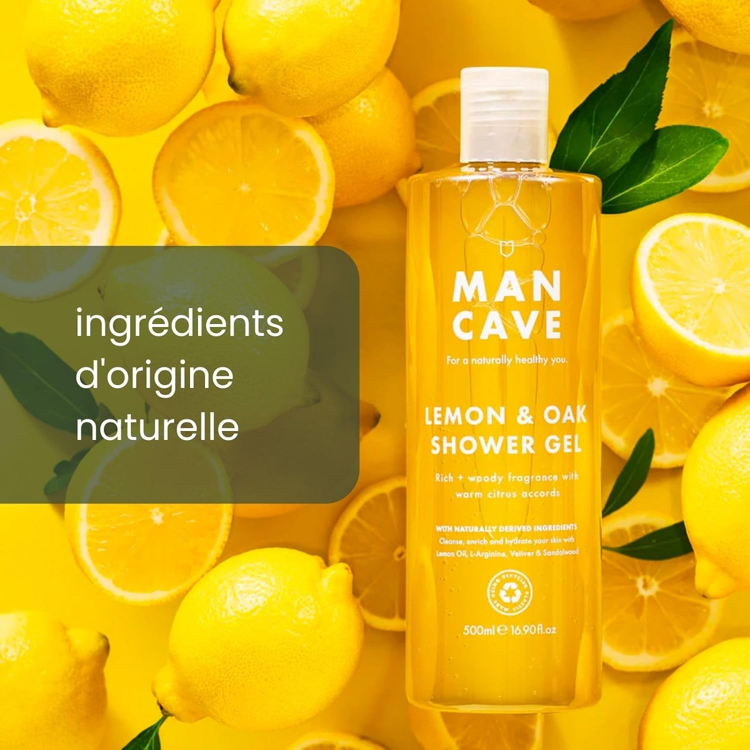 Mancave Men'S Shower Gel Gift Set, 4 X 500 Ml Natural Sulphate Free Shower Gel - Wild Mint, Lemon & Oak, Cedarwood and Sea Salt, Vegan, Cruelty Free - Made in the UK