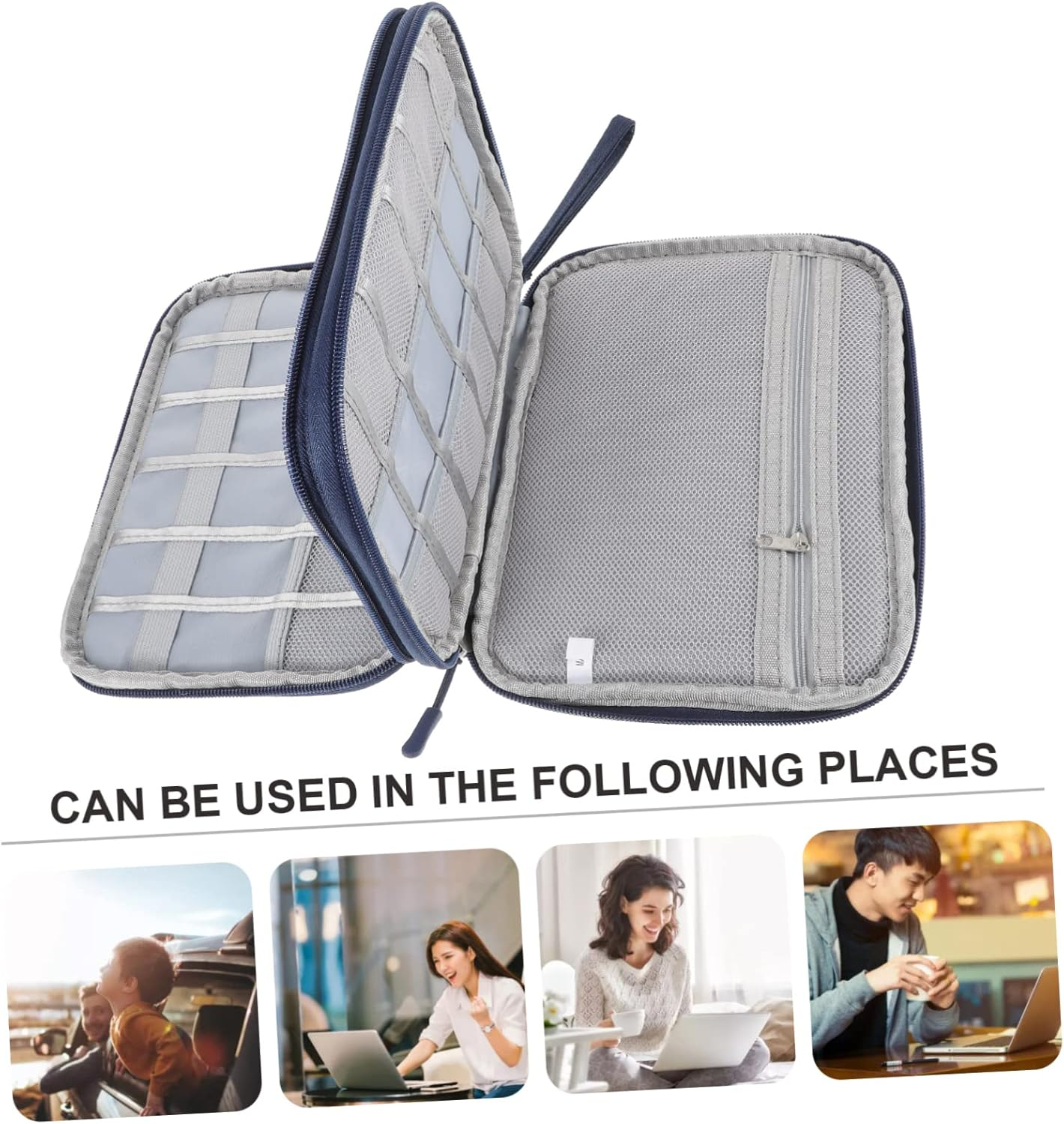 Gadpiparty Travel Storage Organizer Bag Canvas Hanging Toiletry Bag Cord Organizer for Electronics image number 1