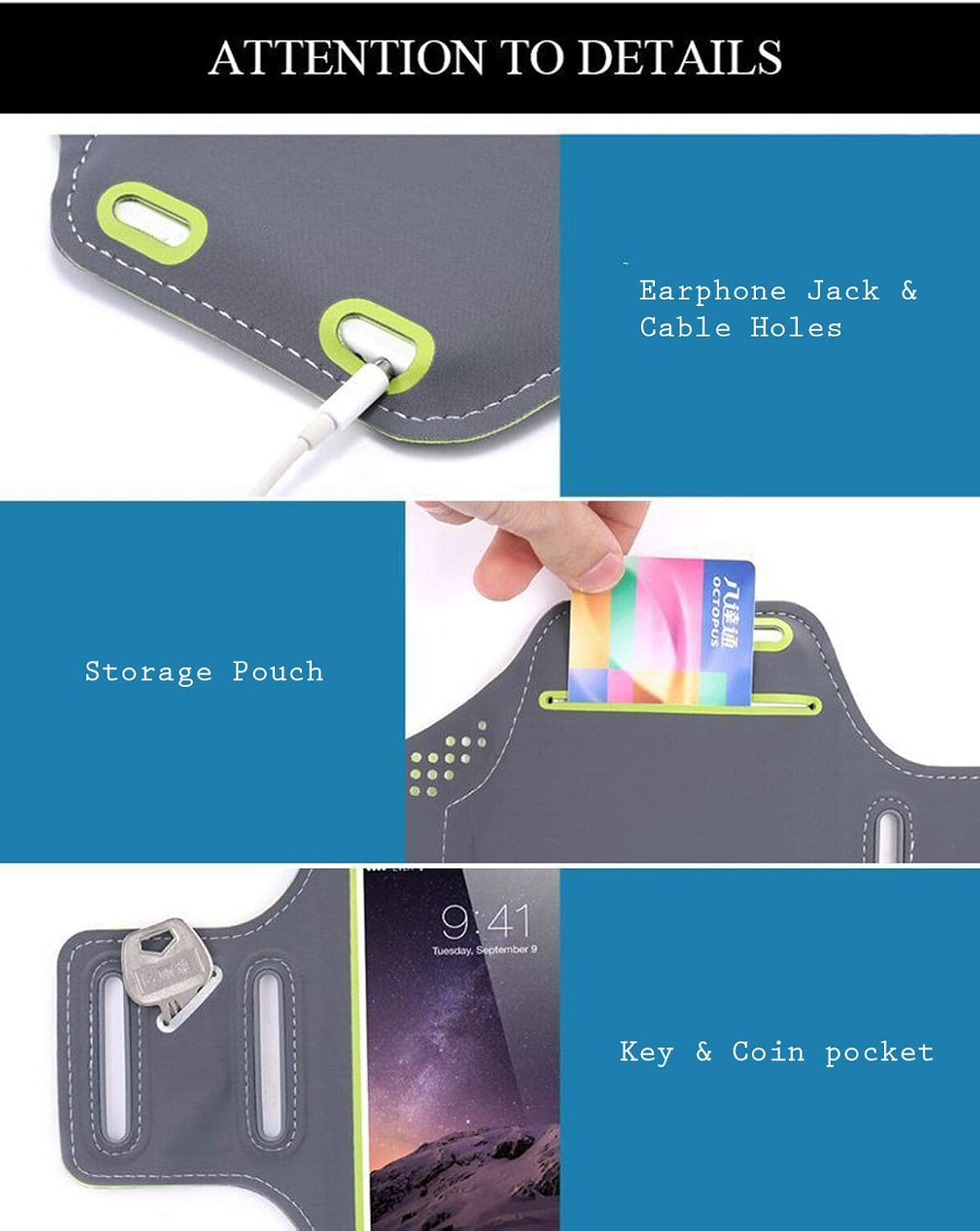 Sports Armband Arm Band Phone Holder for Samsung Galaxy S22 S22+ plus 5G (Black) image number 5