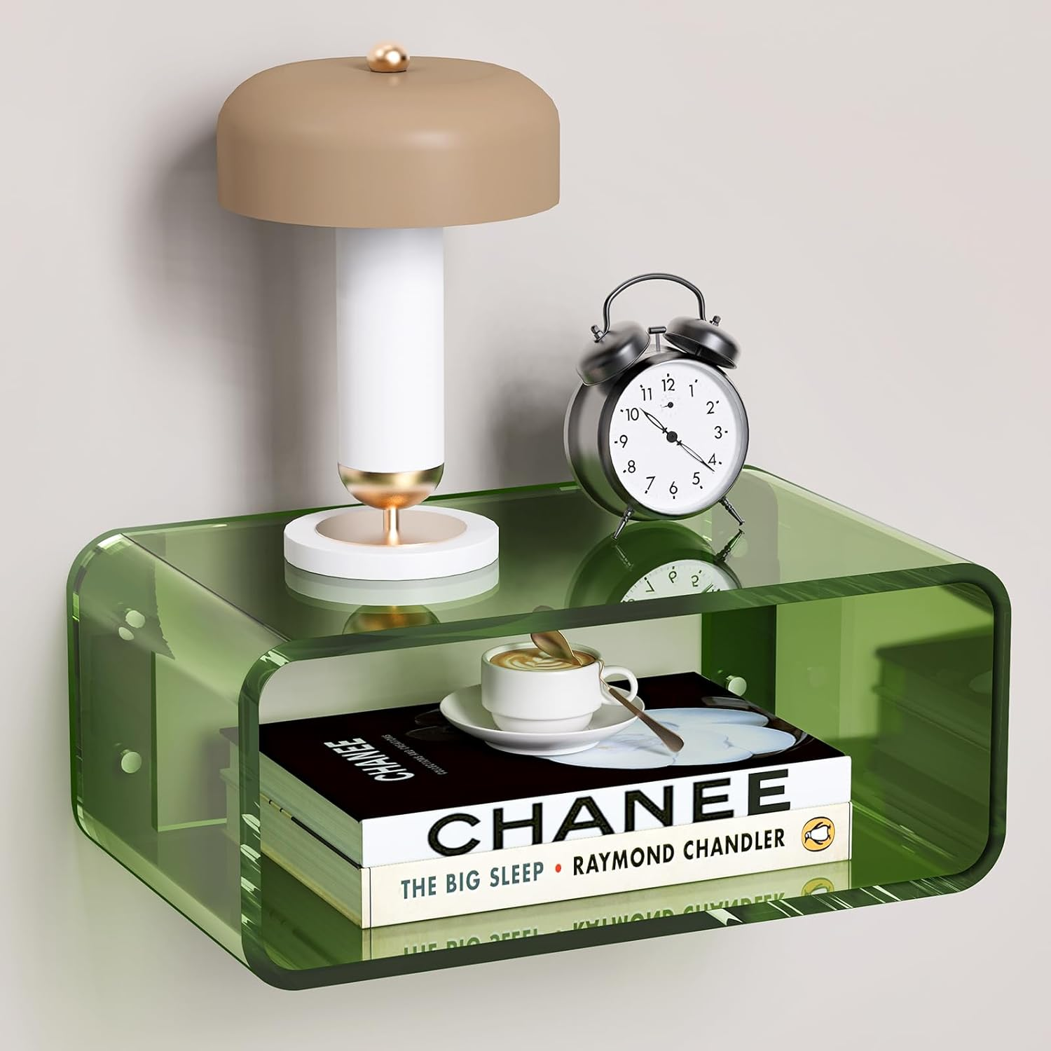 Acrylic Floating Nightstand, Bedside Table, Nightstand Shelf Wall Mounted Bedside Shelf (Clear, Small)