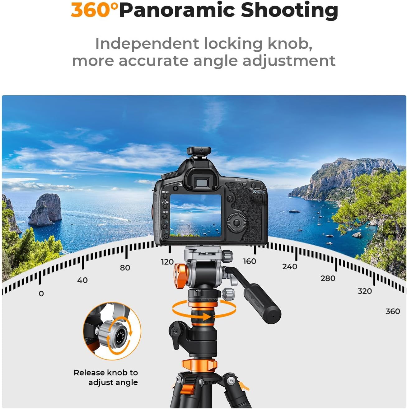 Tripod Head, K&F Concept FH-03 Fluid Head, Tripod Head for Tripod, Video Head with Arca-Swiss Quick Release Plate, Damping Head Compatible with Dslrs, Mirrorless Cameras, Film Cameras, Load up to 5 Kg image number 5