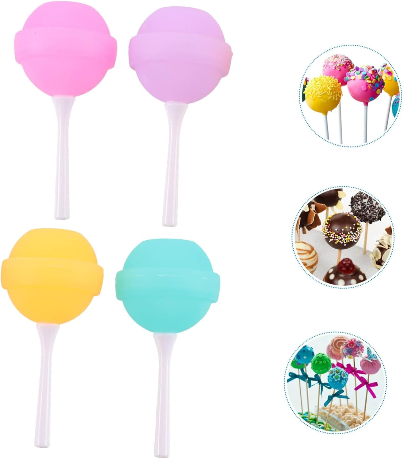 UTHCLO 4Pcs Silicone Lollipop Shape Ice Mold Maker for Creative Treats Easy to Clean Space-Saving Design for Boys and Girls and Family Fun image number 2