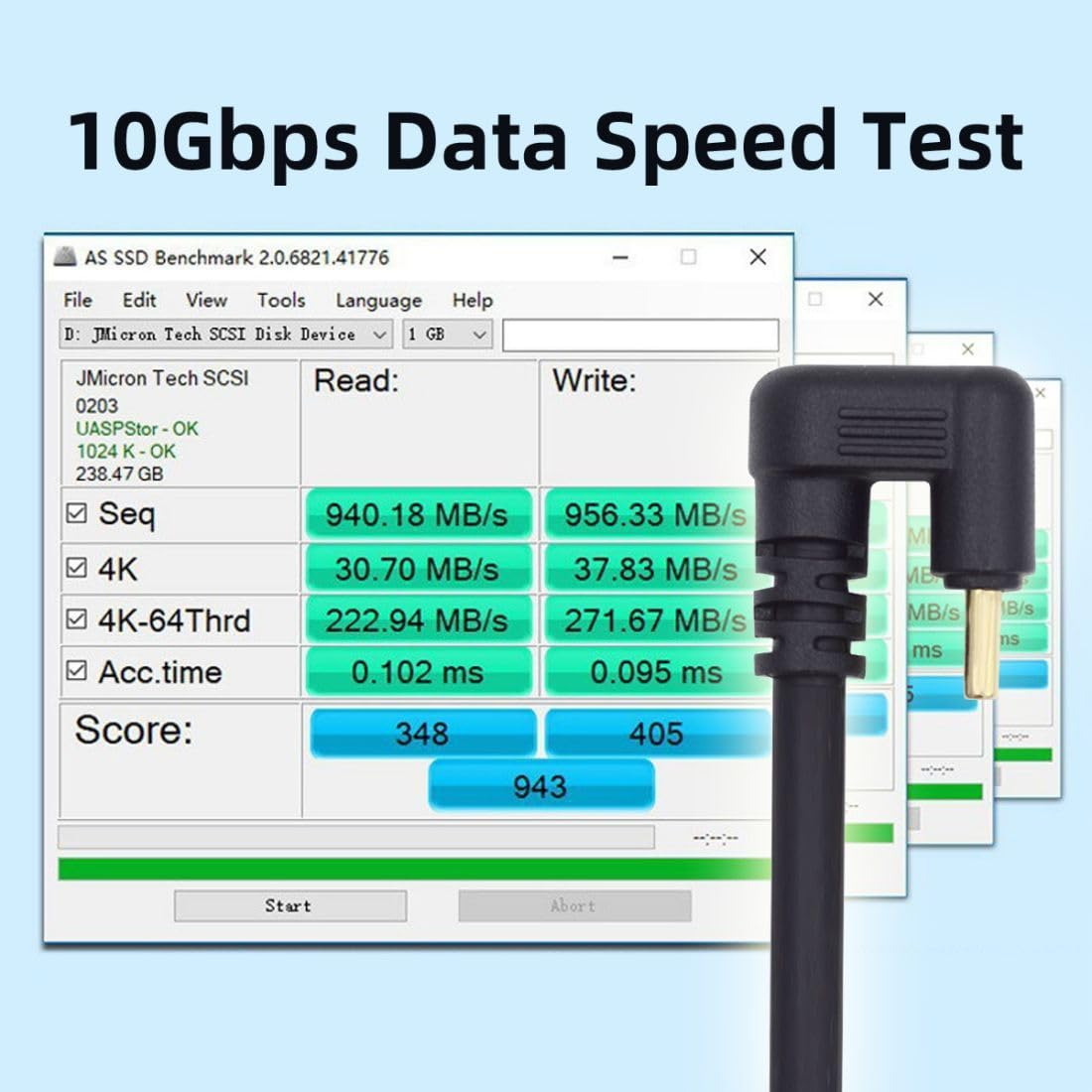 Chenyang USB C Cable USB 3.1 Type C 10Gbps PD 65W 4K Data Charge Extension Cable U Shape Angled - M To M U Shape Angled image number 6