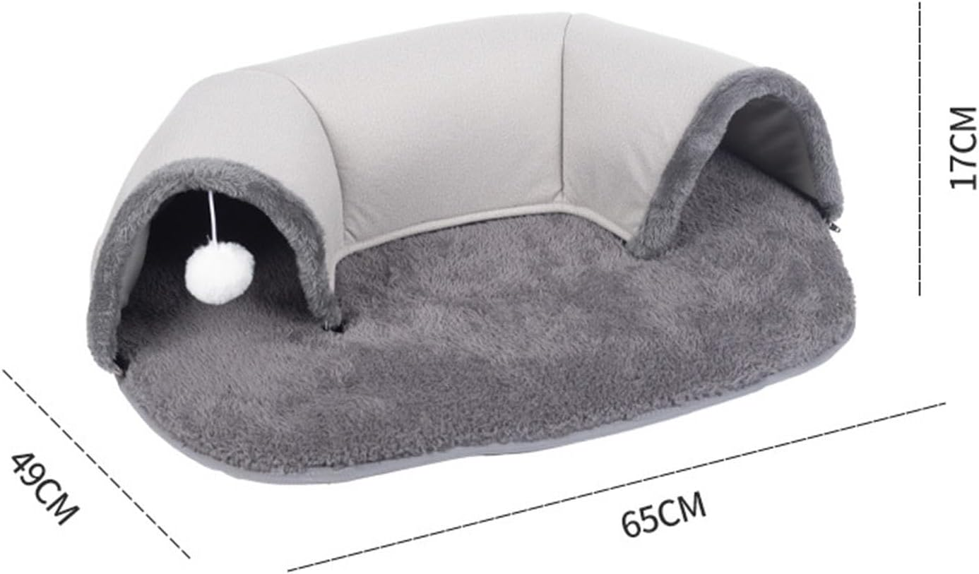 Stgfyxgs Cat Tunnel and Bed Toy, Warm Cat House, Pet Nest, Machine Washable Dog Sleeping Cushion, Multifunctional, 65 X 49 X 17 Cm, with Ball image number 3