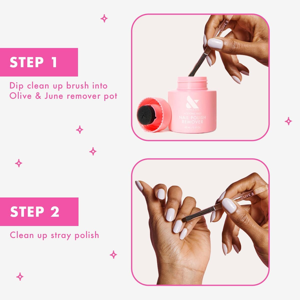 Olive & June Clean up Brush | for Neat + Flawless At-Home Manicures | Erase Stray Polish & Perfect Edges | Rounded Flexible Tip | Vegan Bristles | Reusable & Durable image number 2