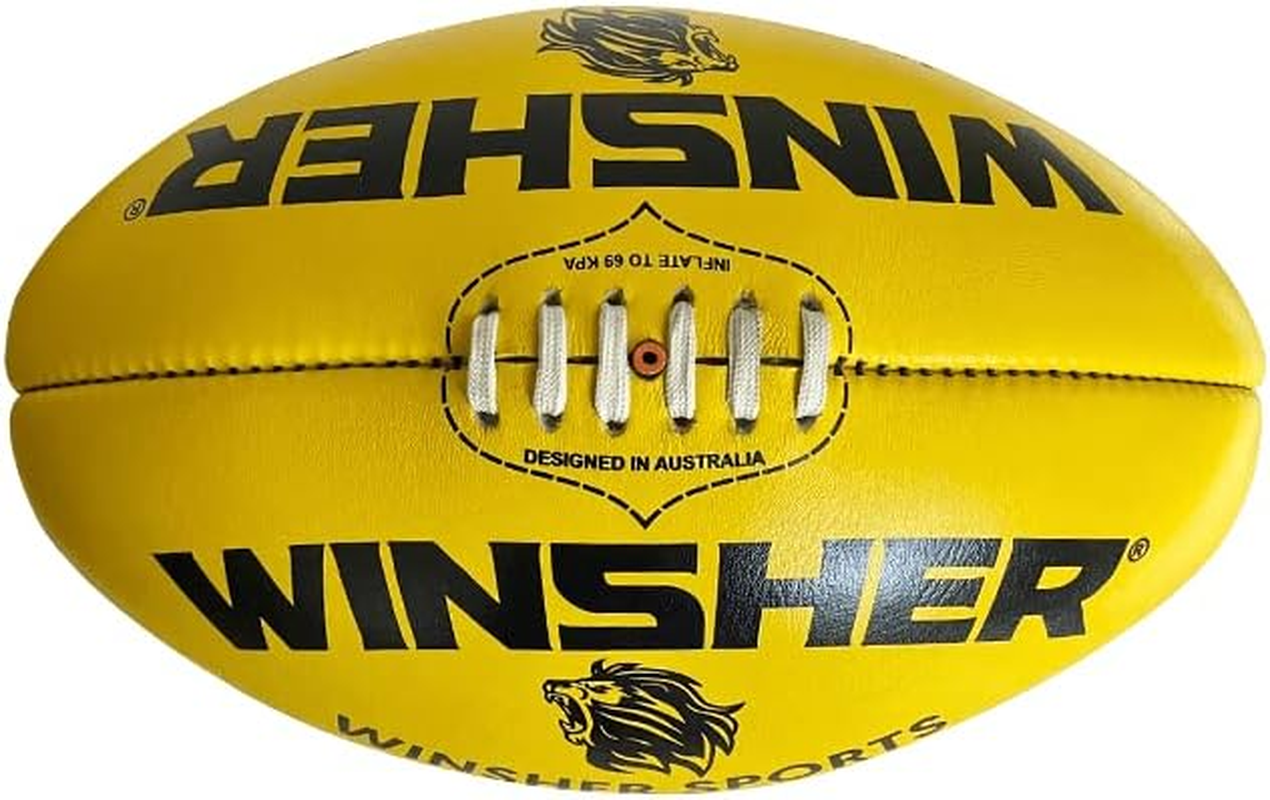 Winsher Storm Australian Leather - Australian Rules Football - Size 4 & 5 Yellow image number 5