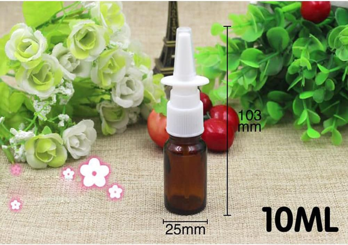 6PCS 10Ml/0.34Oz Empty Glass Refillable Nasal Spray Bottles Fine Mist Sprayers Atomizers Makeup Water Travel Containers Jars for Perfumes Essential Oils Medical Saline Water Applications (Brown) image number 3