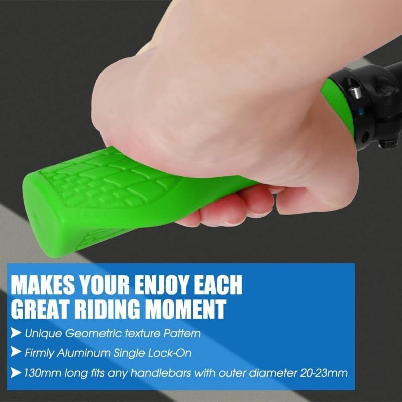 Bike Grips - Single Lock-On Bike Handle Grip | Non-Slip Comfort Mountain Ergonomic Bike Grips for Mountain Bike E-Bike Hybrid City Commuter Bikes
