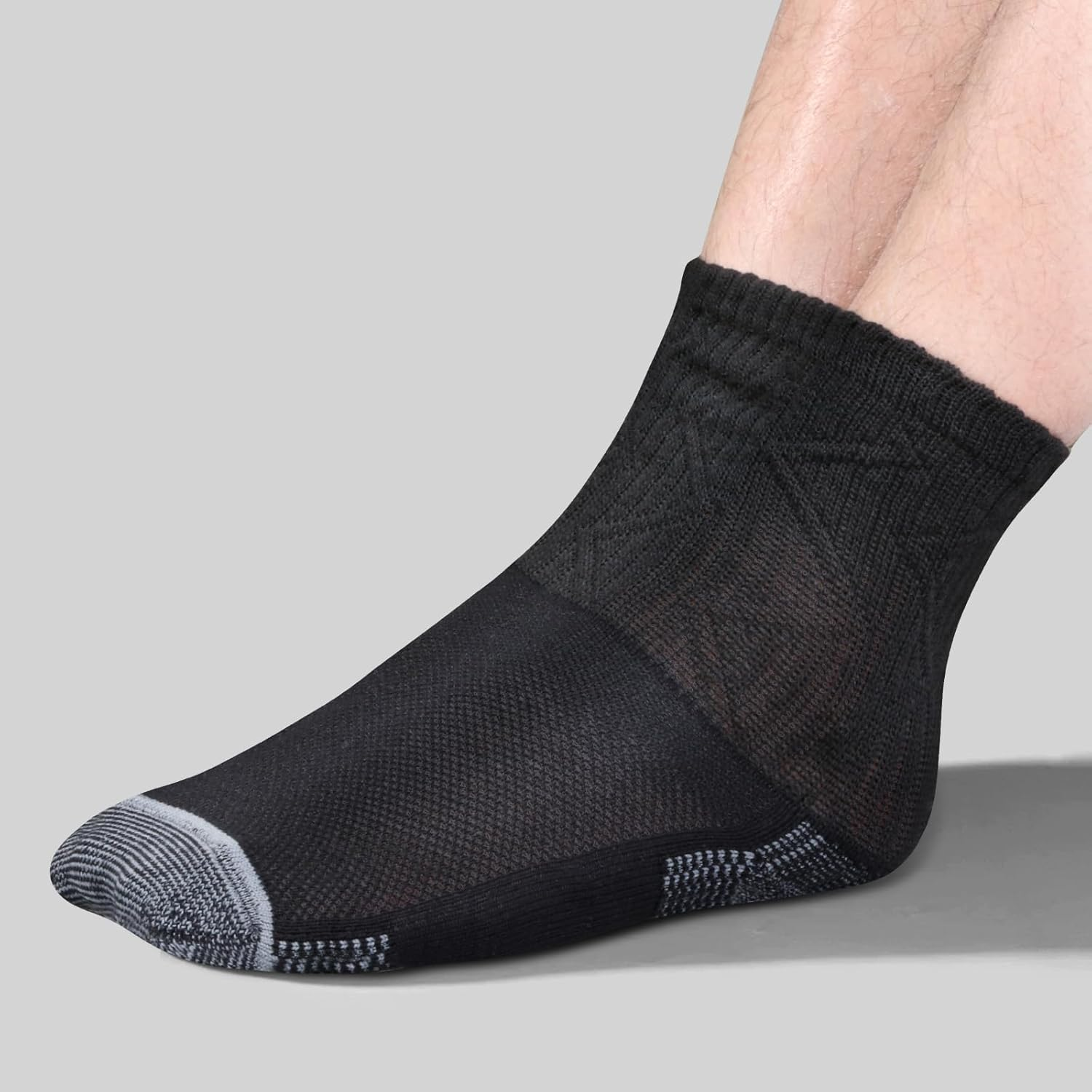 YUEDGE Diabetic Socks for Men Bamboo Comfort Sole Elastic Free Loose Black Non-Binding Socks for Men 9-11, 5 Pairs image number 5