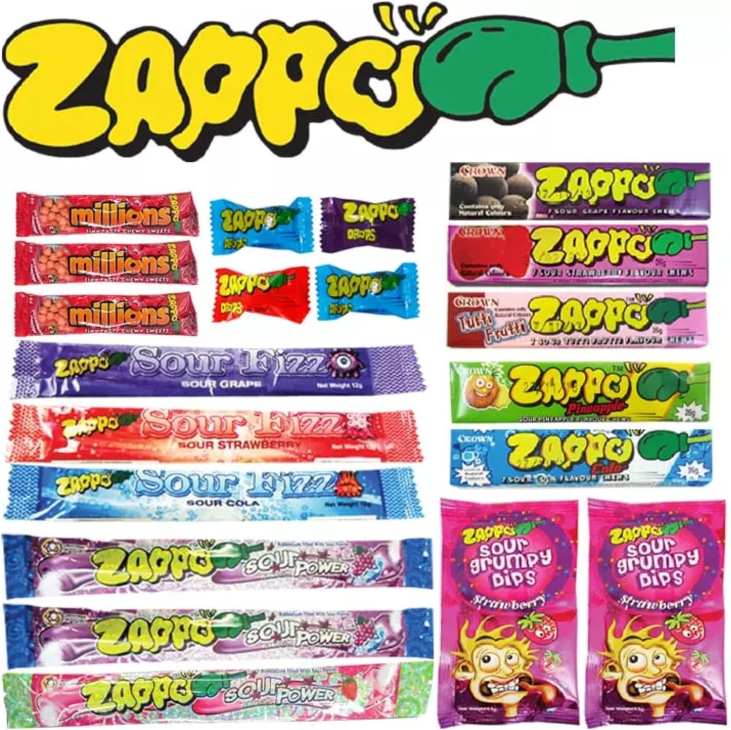 Zappo Showbag &ndash; Assorted Sour Candy Mix &ndash; Party Favourites &ndash; Fun Fruity Tangy Lollies for Kids and Adults image number 2