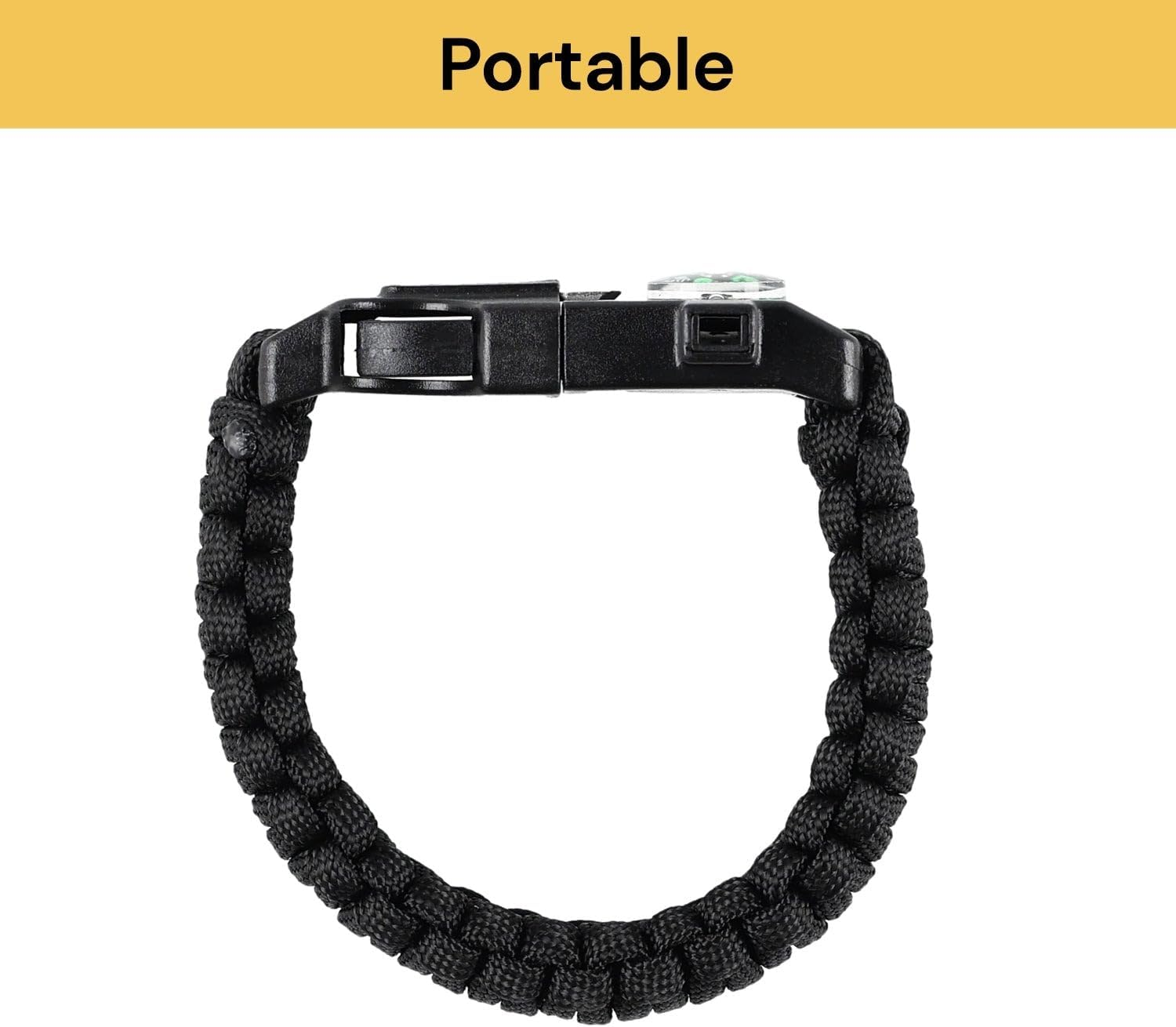 EZONEDEAL Paracord Survival Bracelet- Compass, Flint Steel Fire Starter Ferro Rod, Mini Saw, Whistle, Adjustable Wrist Size for Camping, Emergency Kit Equipment image number 4