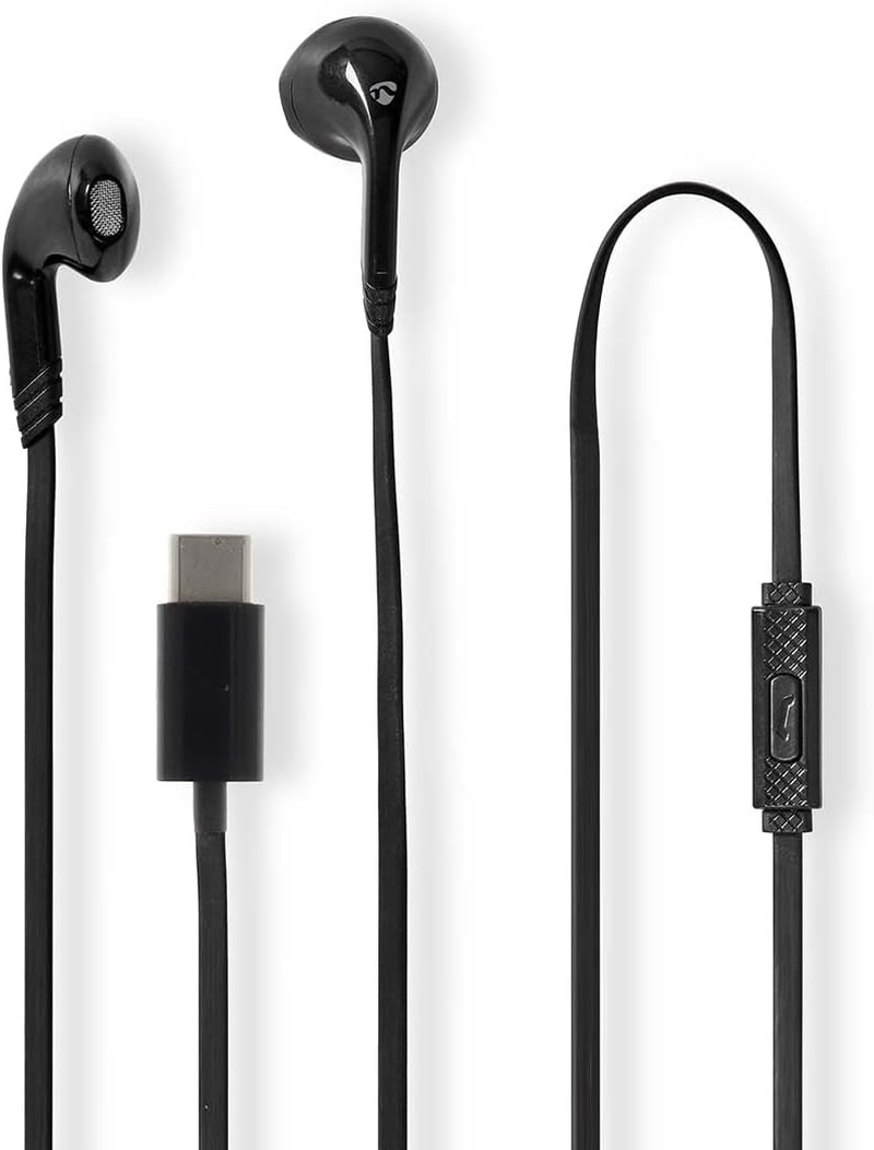 Nedis Wired Headphones - USB-C - Cable Length: 1.20 M - Built-In Microphone - Volume Control - Black image number 2