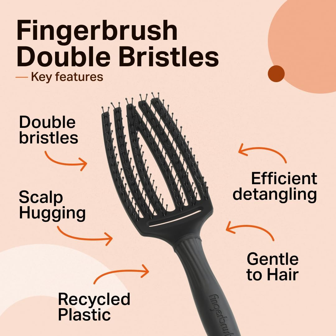 Olivia Garden - Fingerbrush Care Iconic Double Bristles Black M